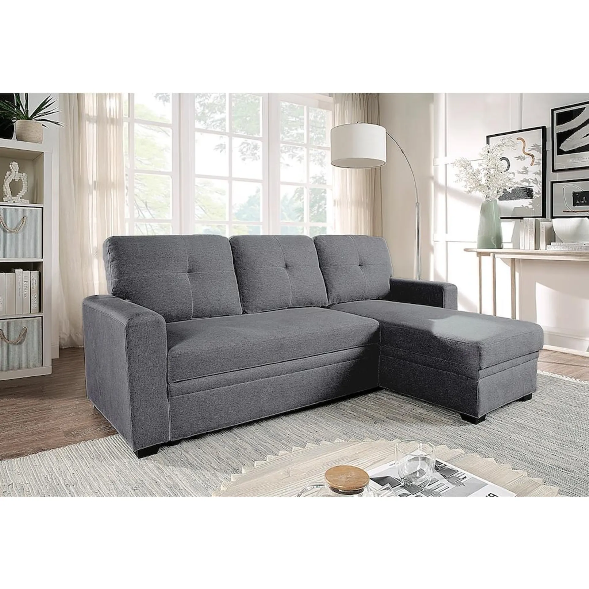 ATLANTIC home collection Ecksofa »Gerrit L-Form«, Schlafsofa, mit Bettkasten, Recamiere rechts oder links montierbar