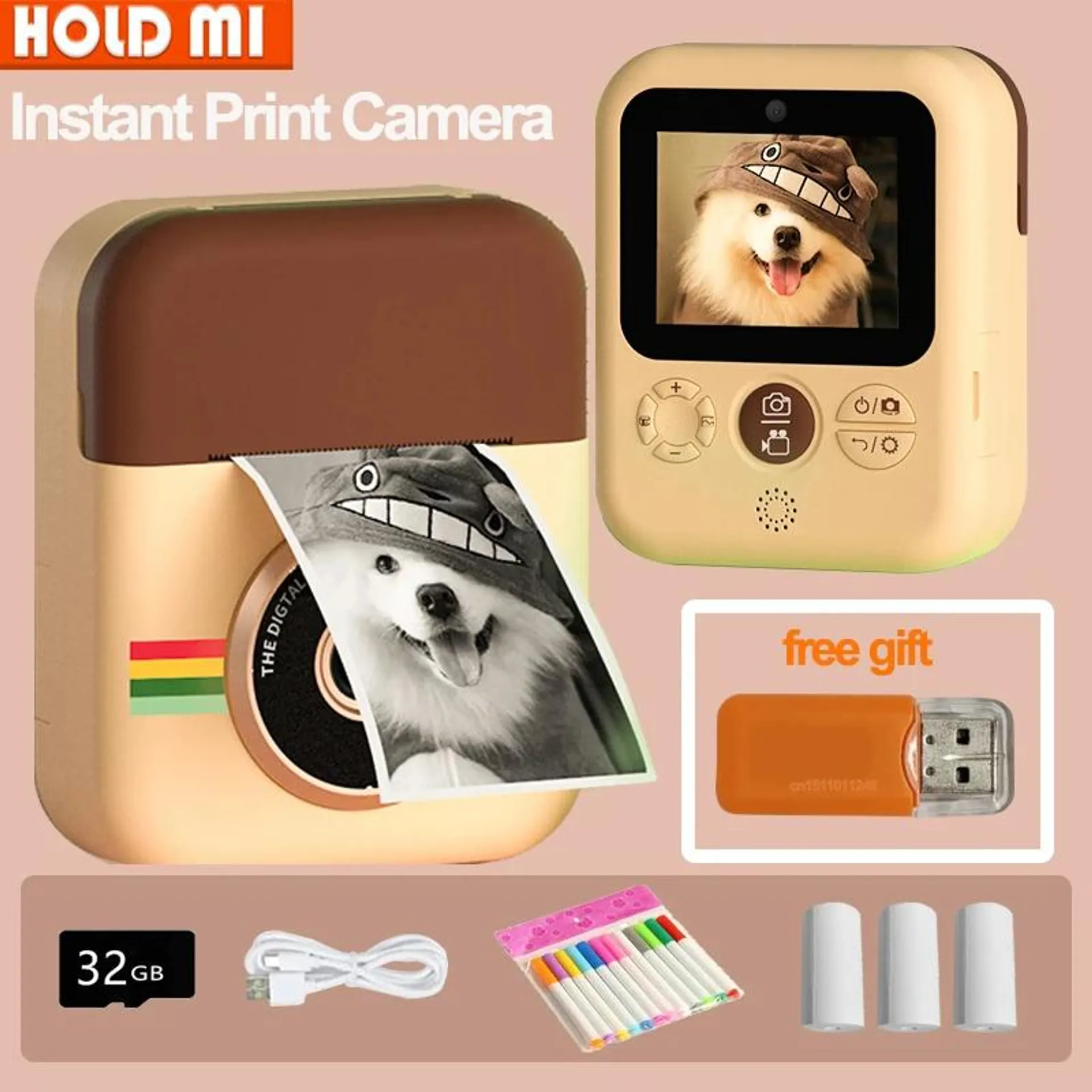 New Kids Toy Instant Print Camera Mini Digital Camera With HD Video Recording Dual Lens Thermal Photo Paper Boys Girls Gifts