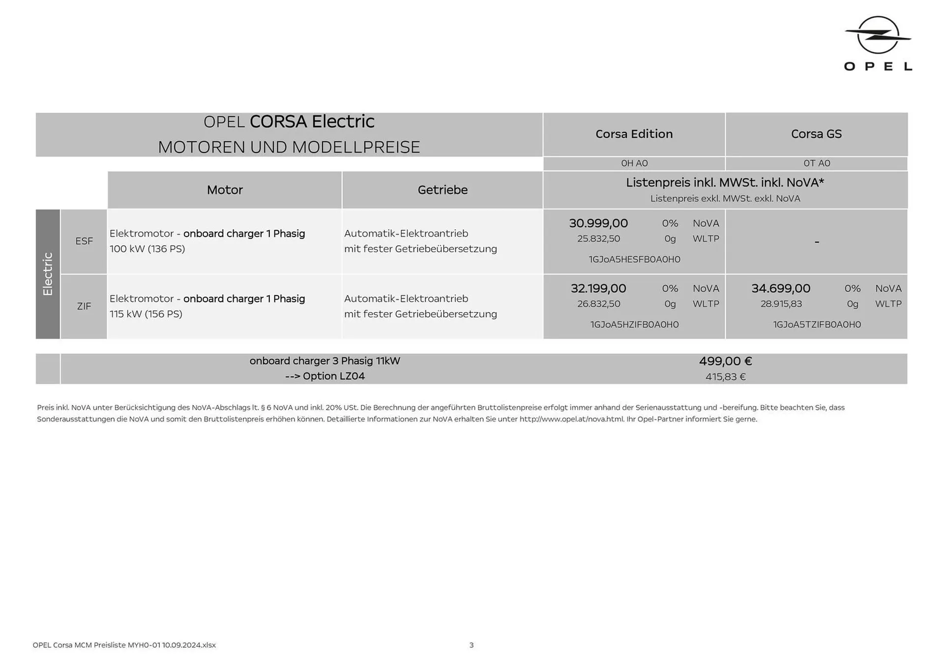 Opel Corsa Flugblatt von 12. September bis 31. Jänner 2025 - Flugblätt seite  3