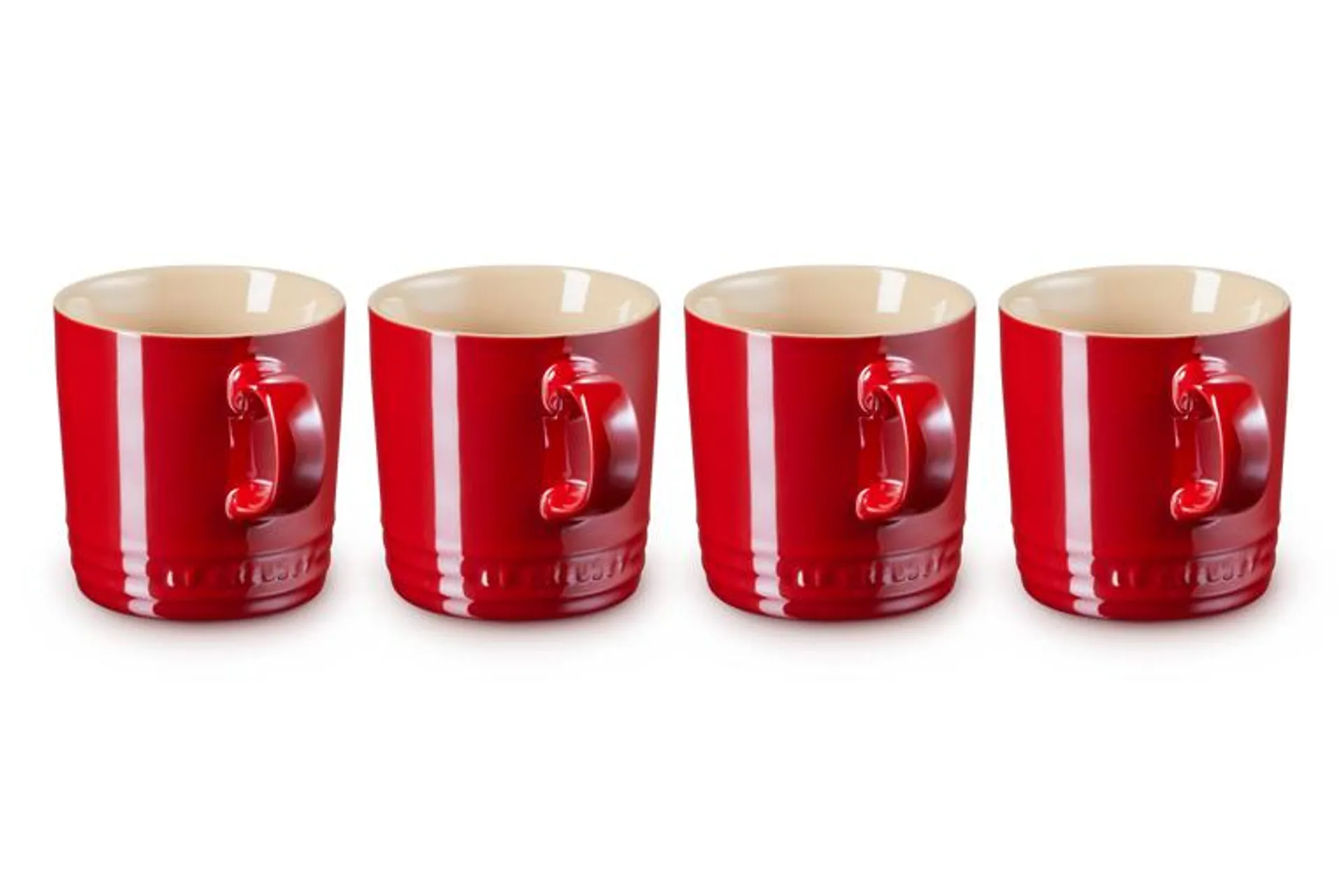 4er-Set Becher Metallics Kirschrot aus Steinzeug