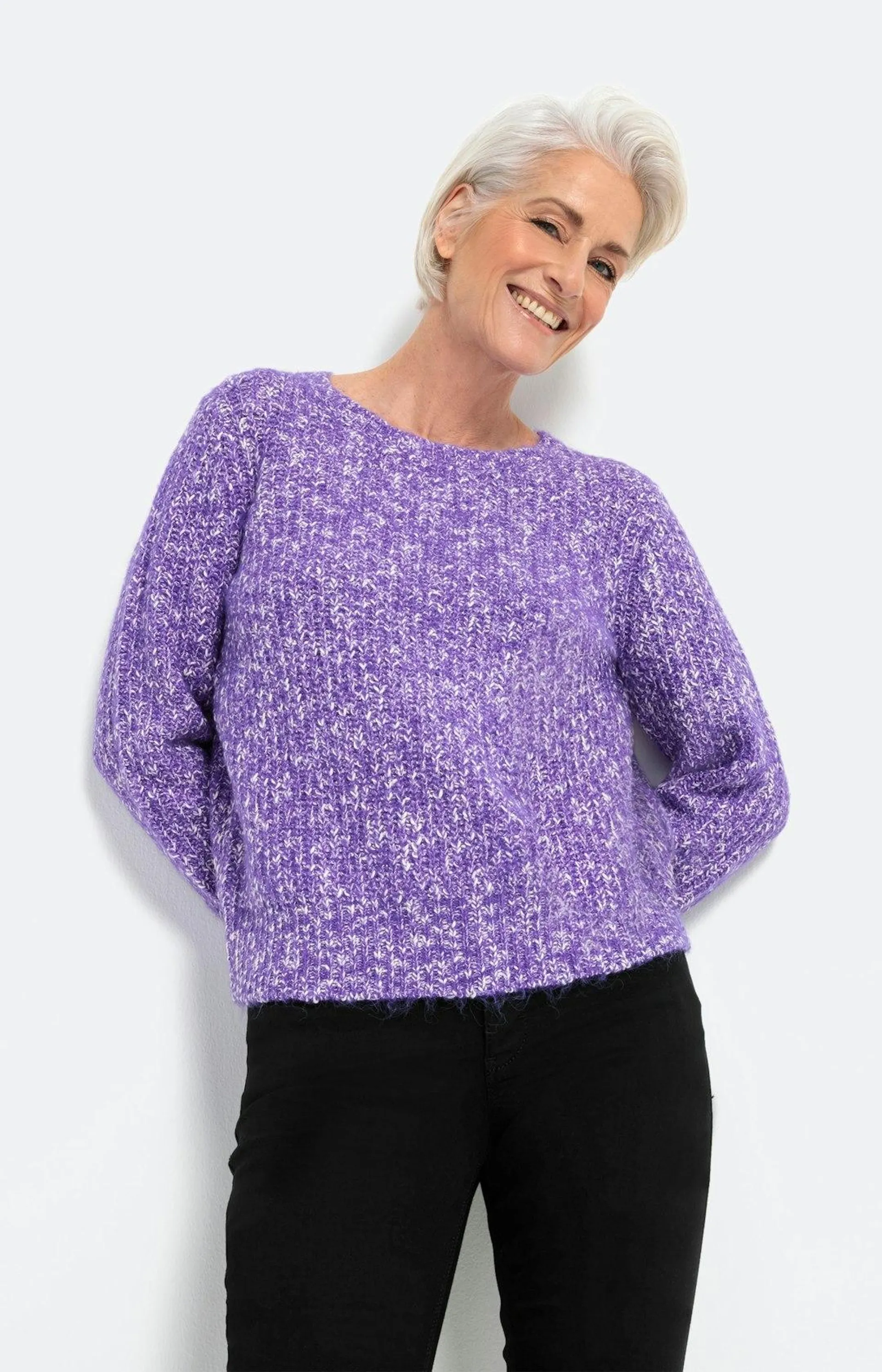 Feinstrickpullover in Melange-Optik