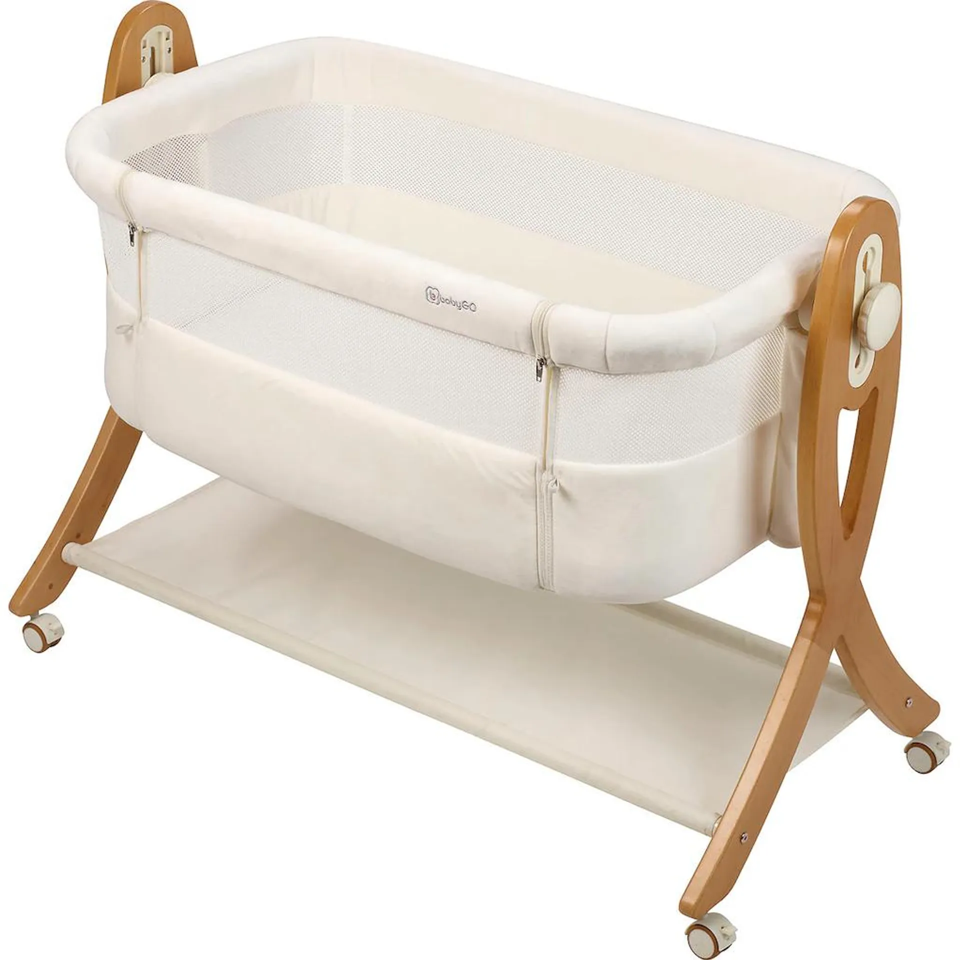 BabyGo Beistellbett »SidebySide, weiß/beige«, mit Schaukelfunktion