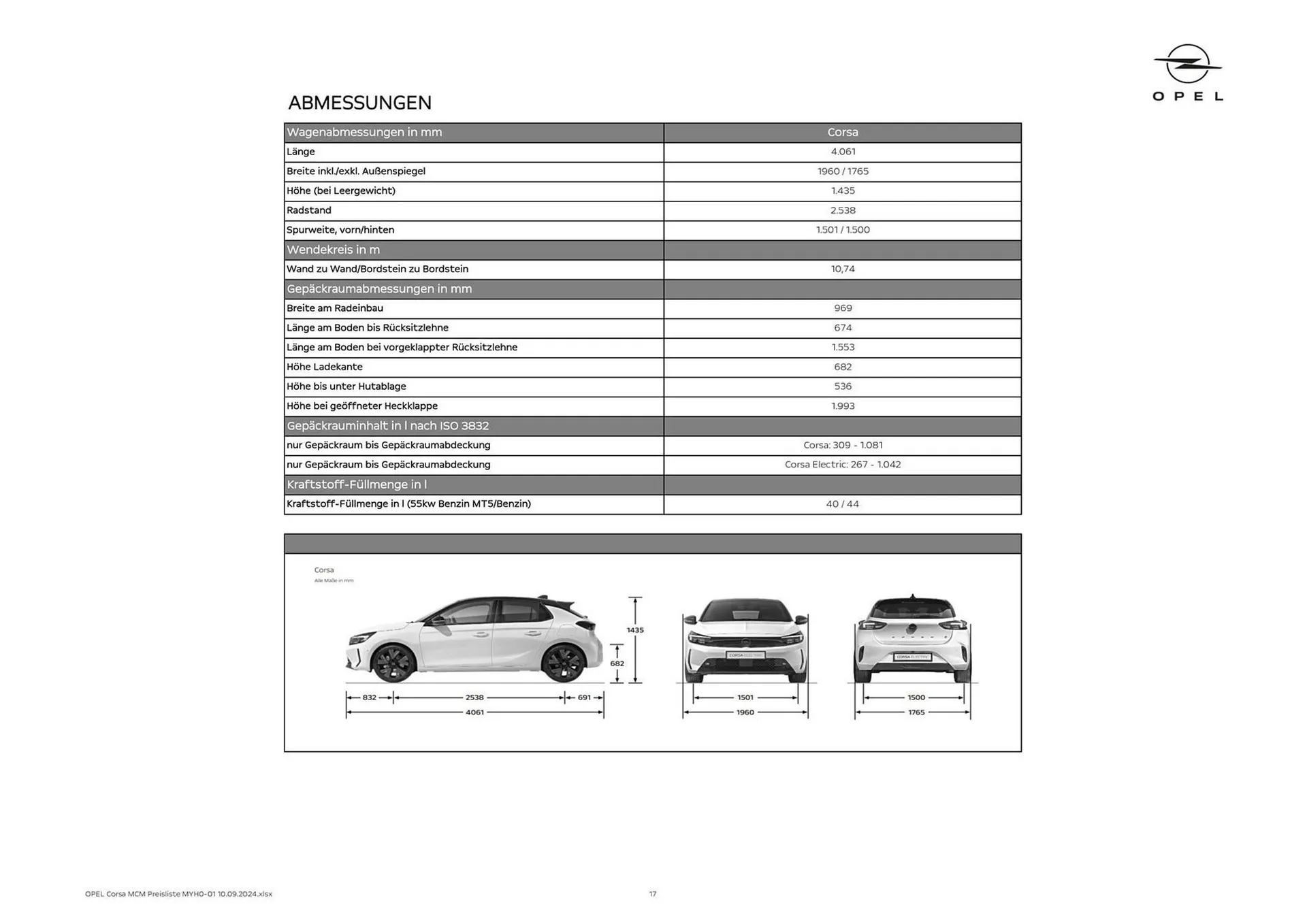 Opel Corsa Flugblatt von 12. September bis 31. Jänner 2025 - Flugblätt seite  17