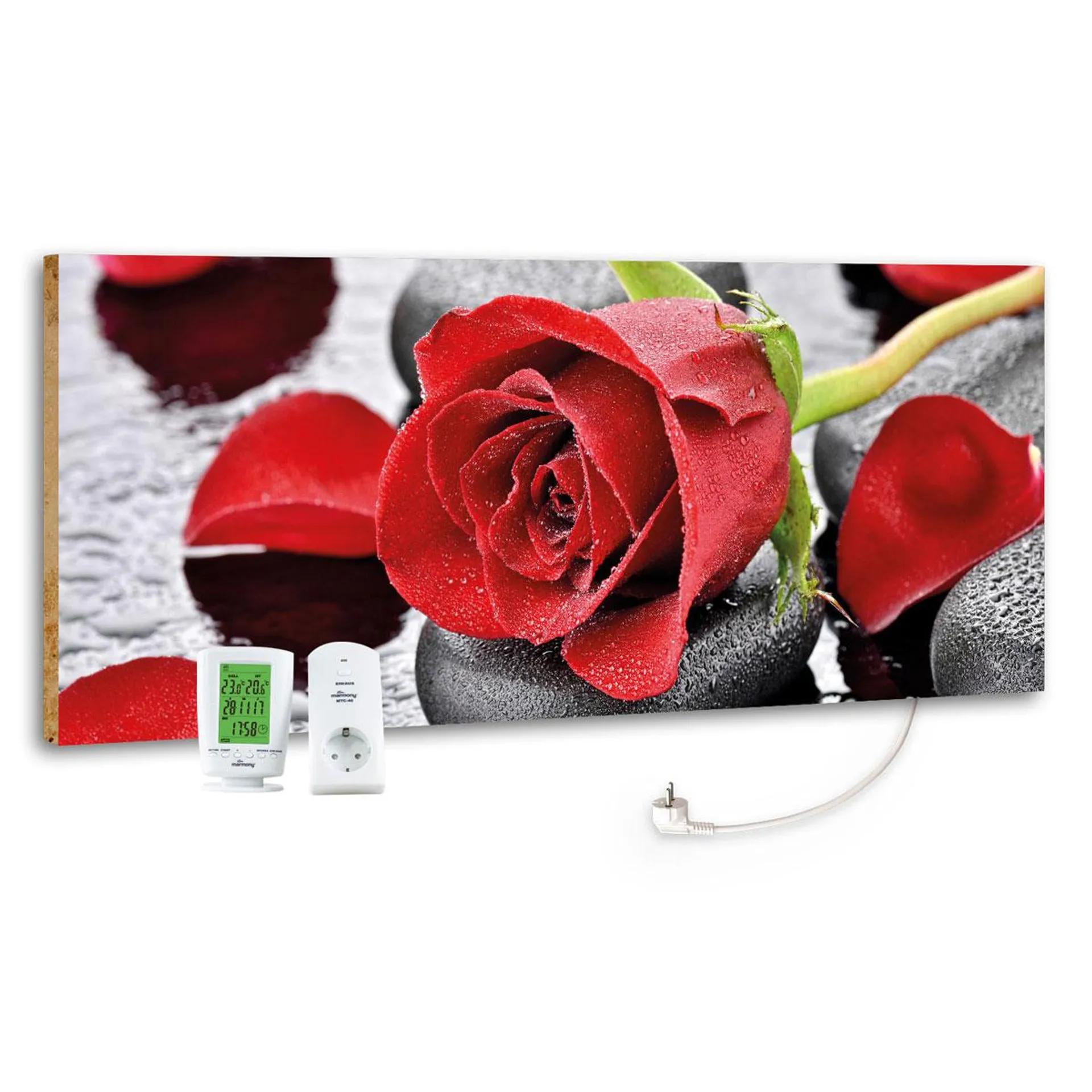 Design-Heizkörper Red Roses mit Thermostat 40 x 100 cm