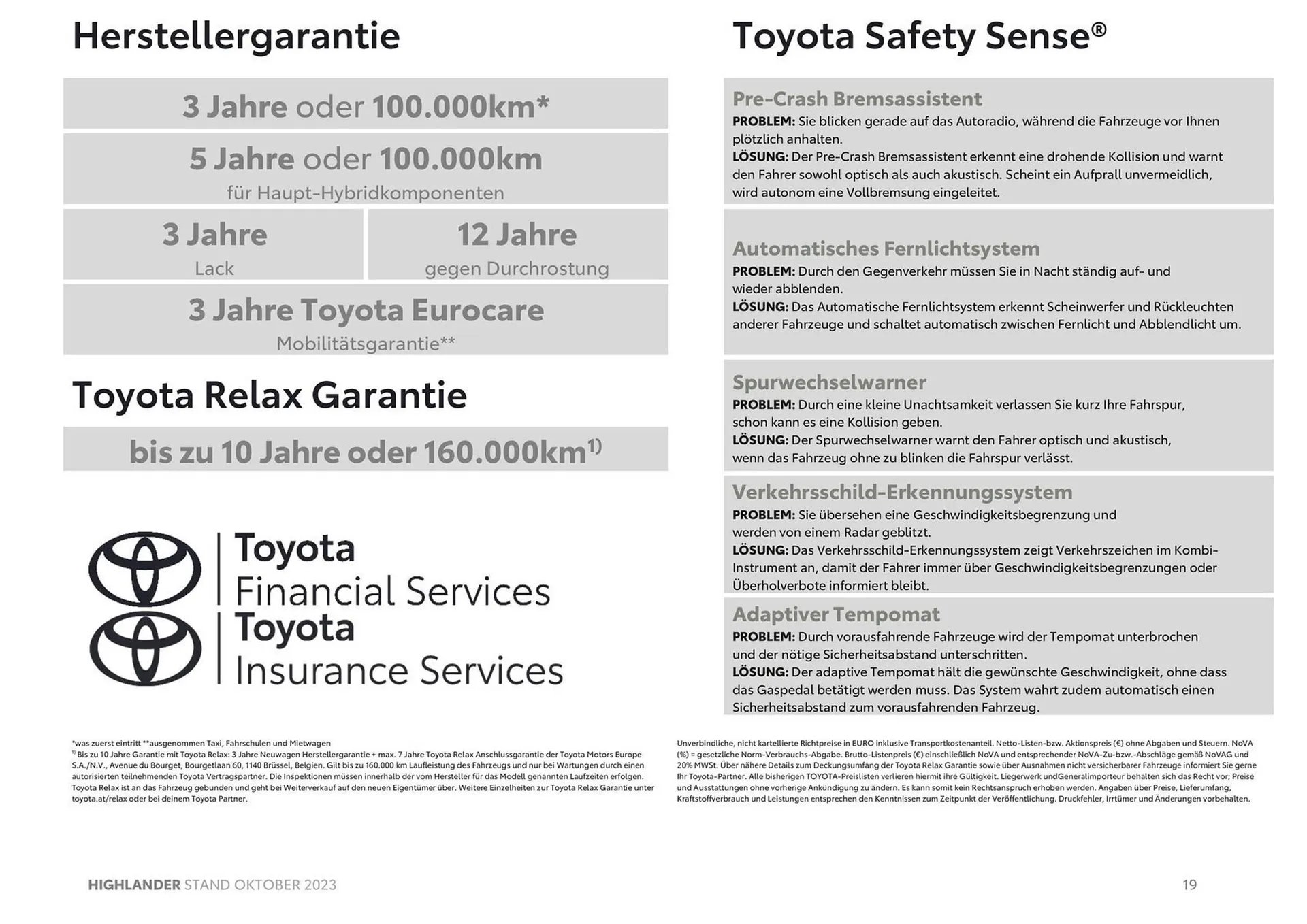 Toyota Highlander Flugblatt von 3. November bis 3. November 2024 - Flugblätt seite  19