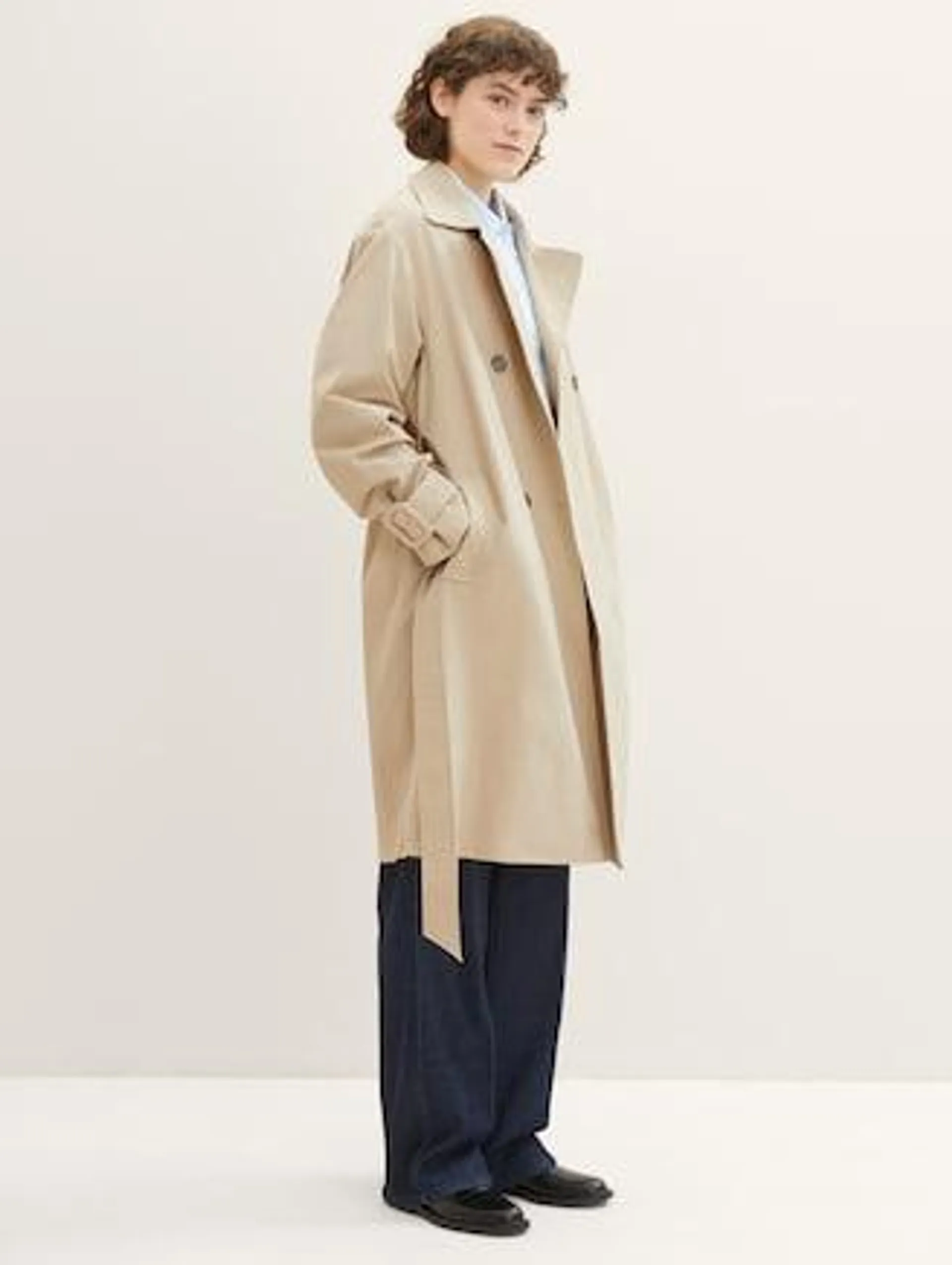 Trench coat with a belt