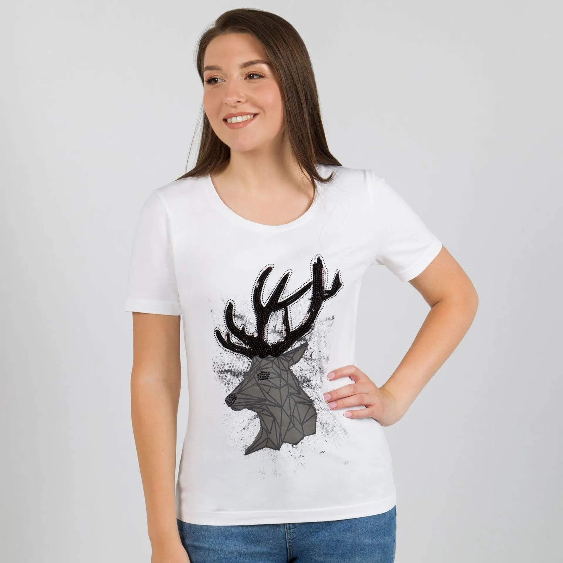 Damen T-Shirt “Hirsch”, Weiß