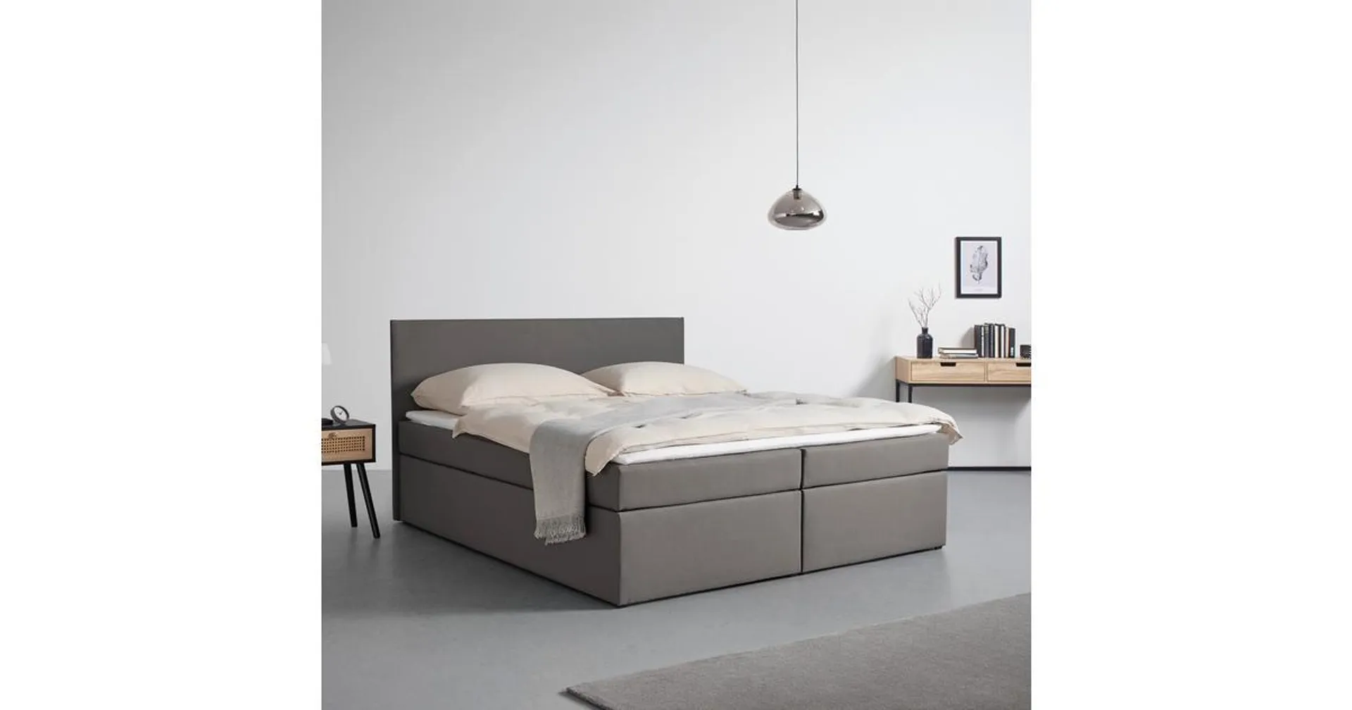 Boxspringbett Lucy ca. 180x200 cm Grau mit Topper online kaufen ➤ mömax