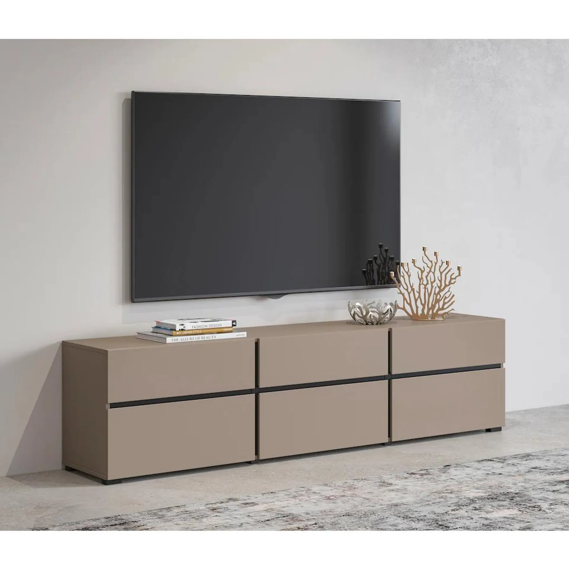 INOSIGN Lowboard »Cross, moderne grifflose TV-Kommode,3 Klappen/3 Schubkästen«, Breite 180 cm, TV-Schrank mit viel Stauraum, TV-Board