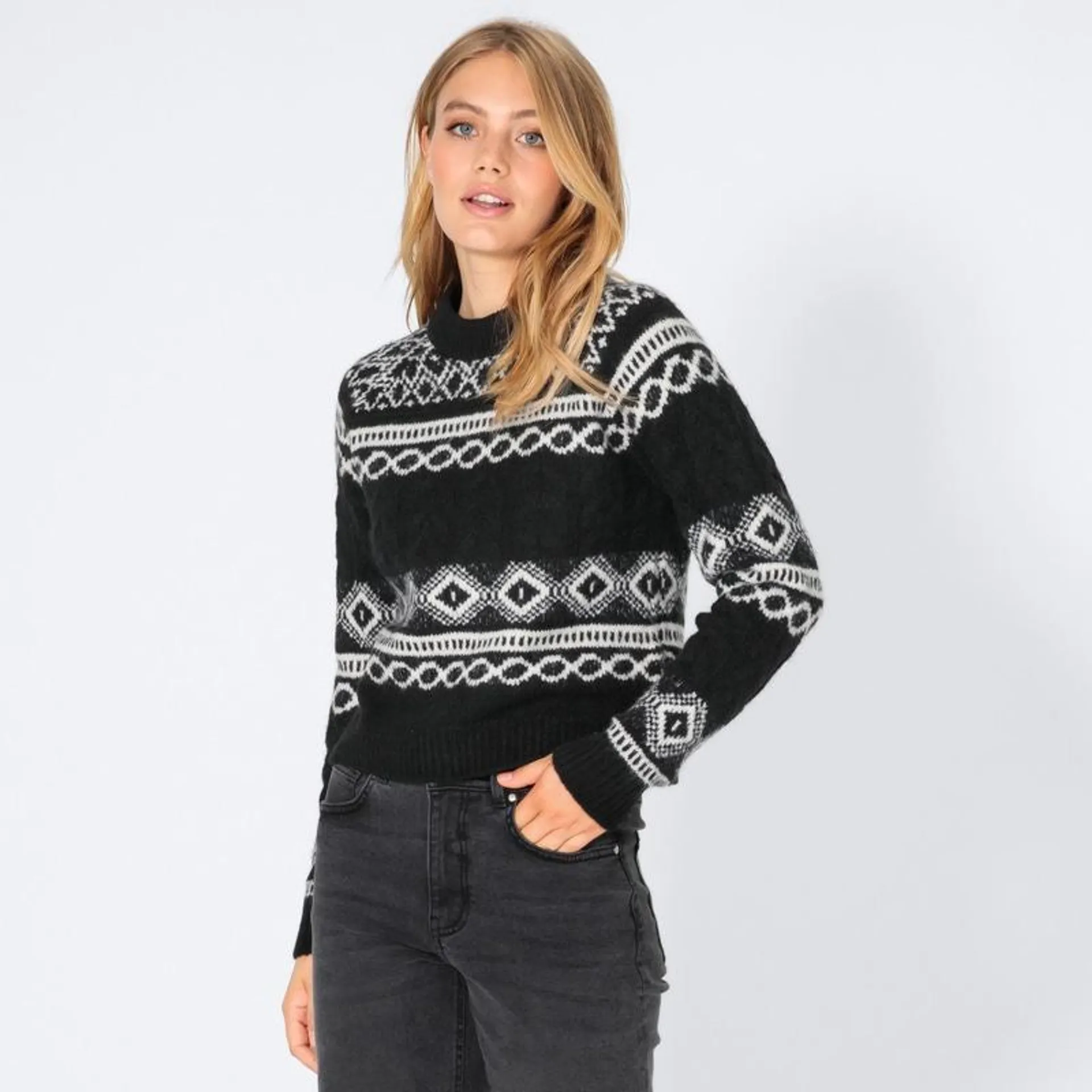 Damen-Pullover mit Norweger-Muster