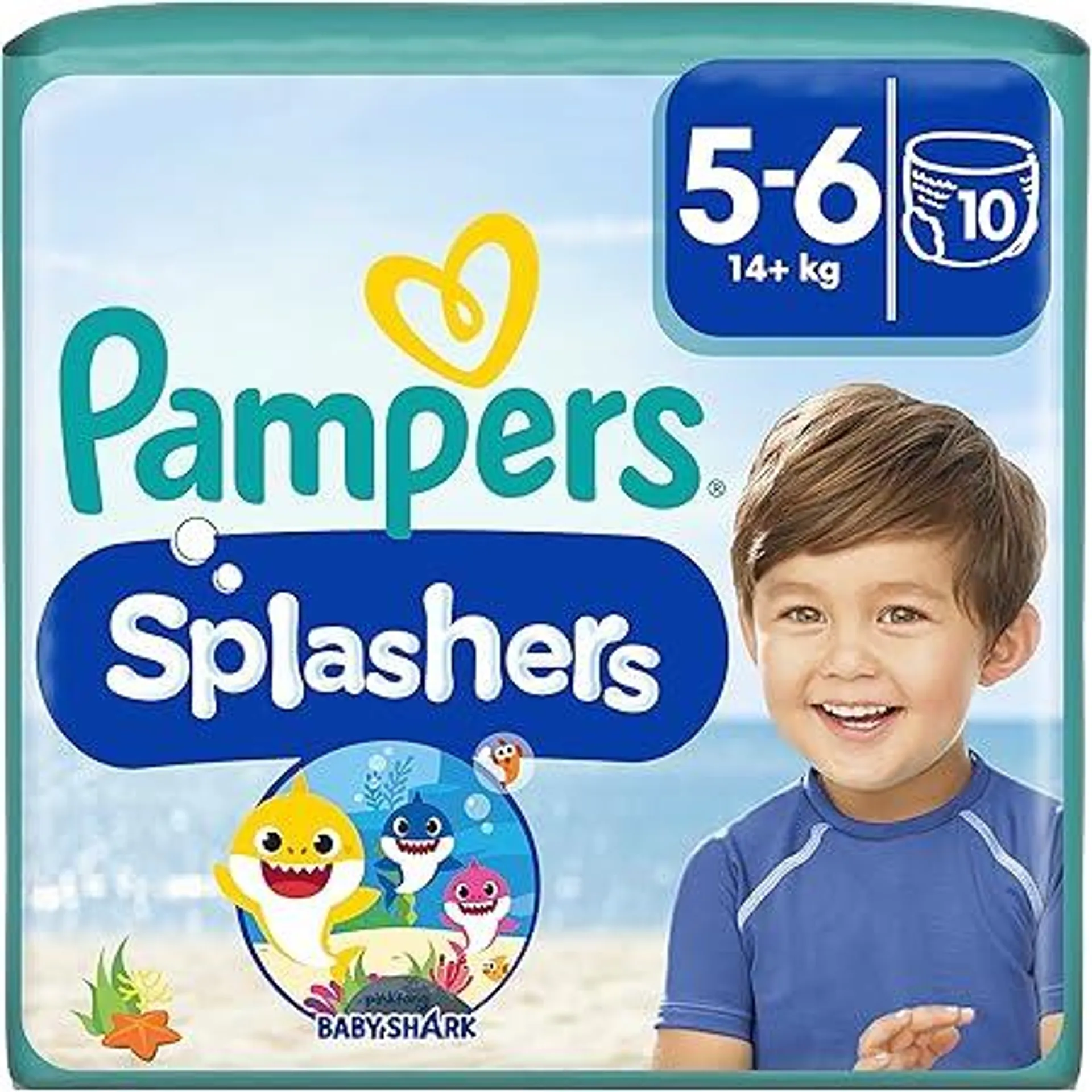 Pampers Baby Windeln Größe 5-6, Splashers, Einweg Schwimmwindel für sicheren Schutz im Wasser, 10 Schwimmwindeln