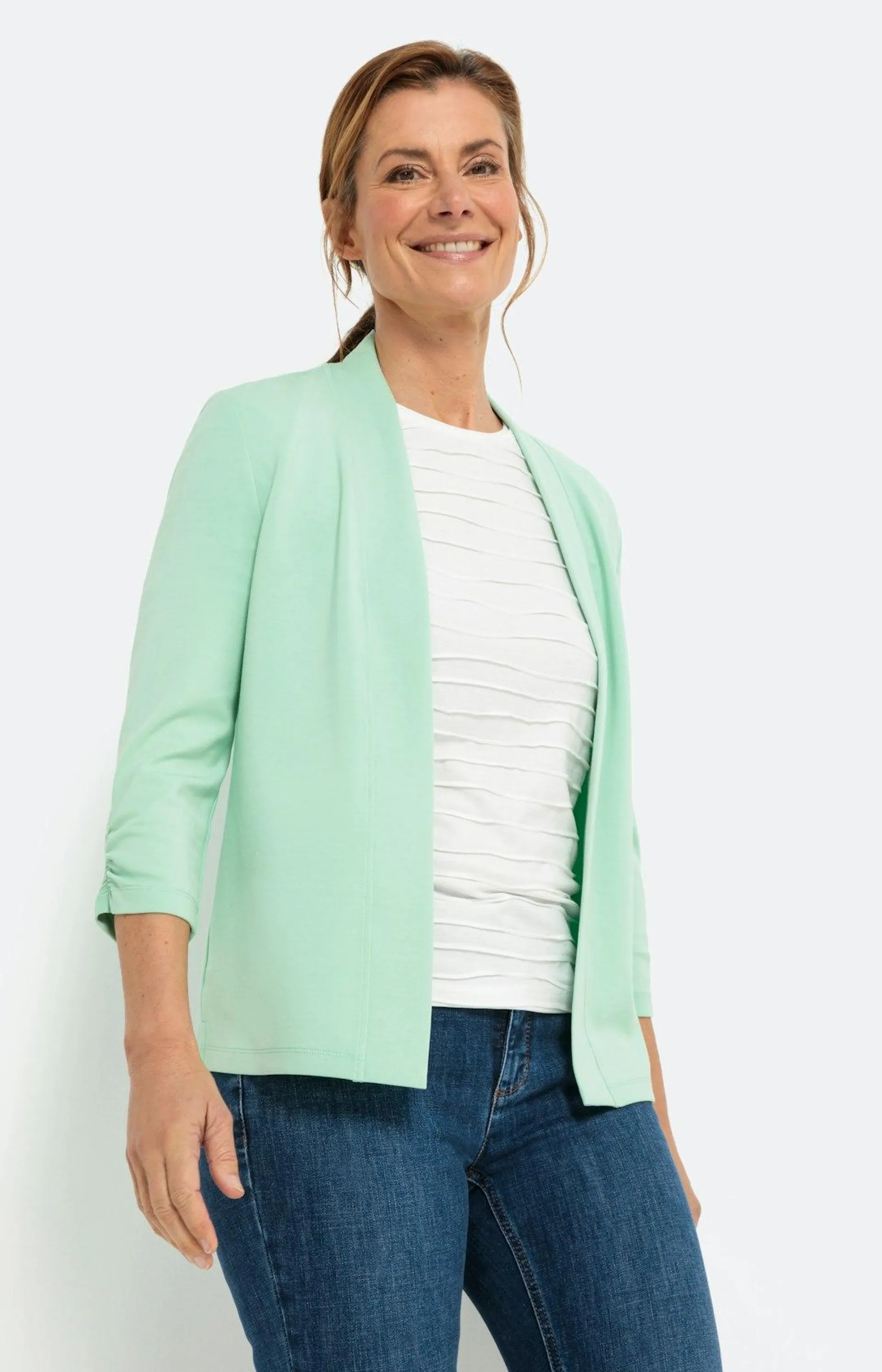 Scuba-Cardigan mit 3/4-Arm