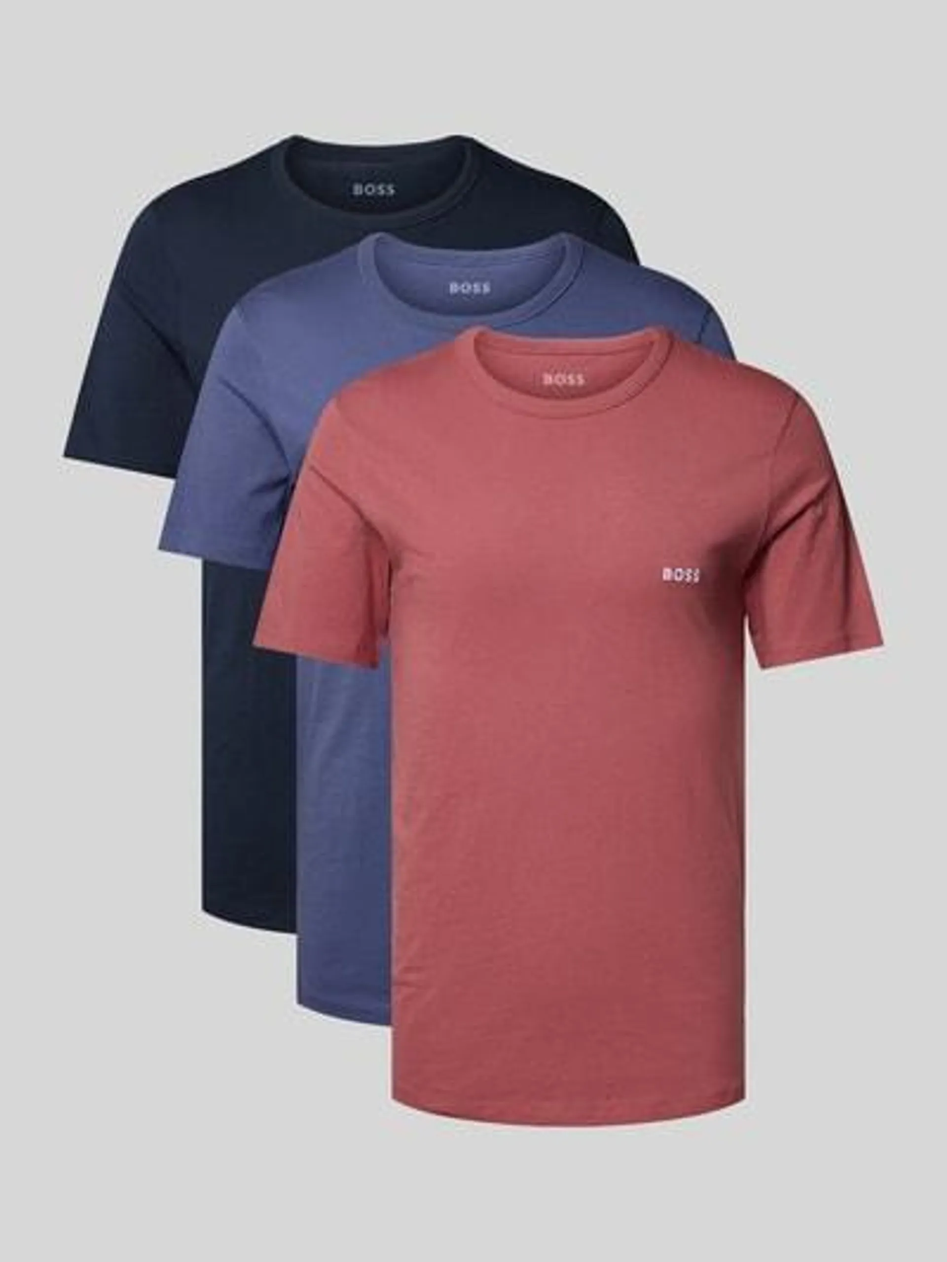 T-Shirt mit Rundhalsausschnitt im 3er-Pack Modell 'Classic' in marine