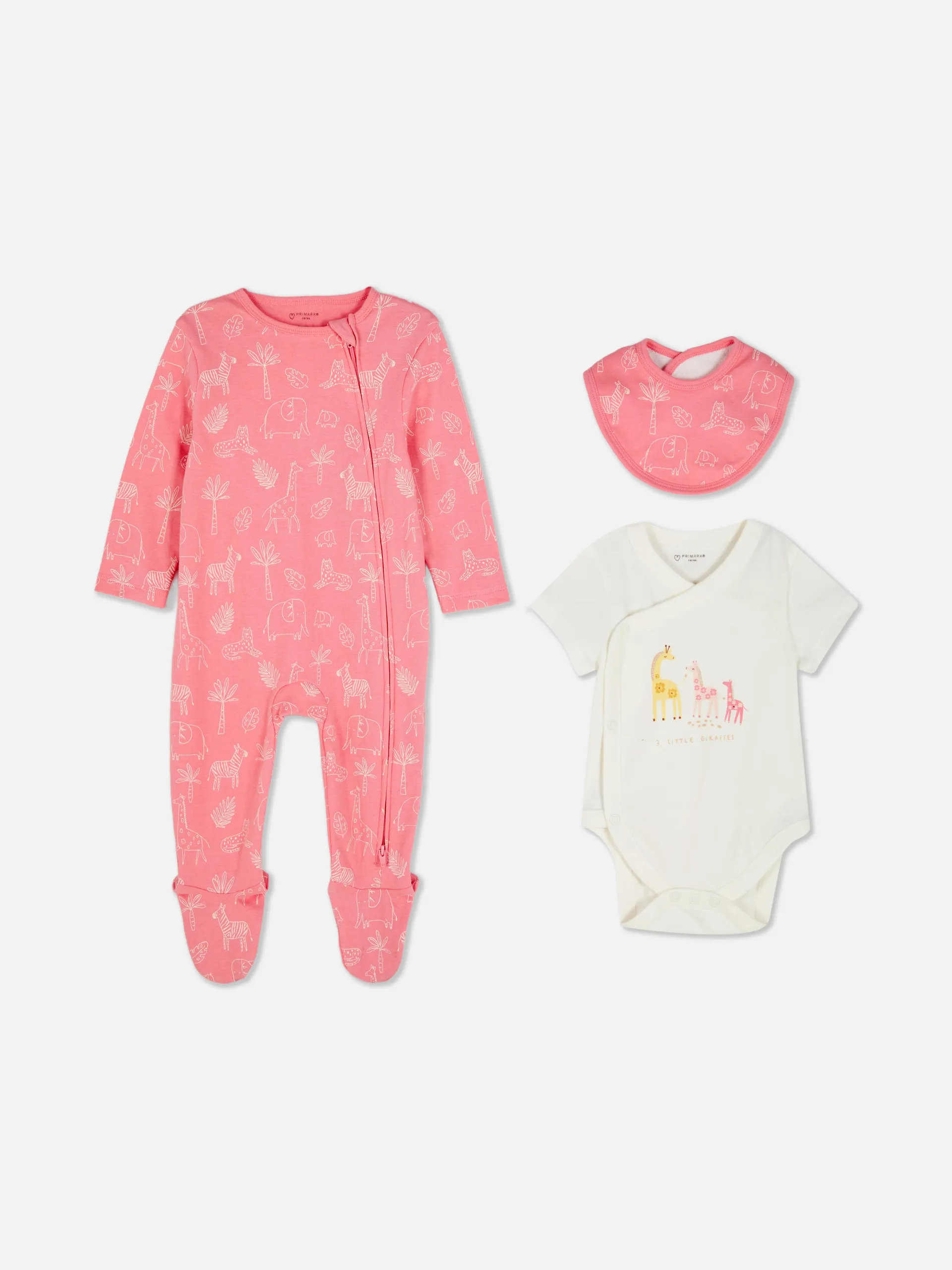 Safari Sleepsuit, Bodysuit and Bib Set