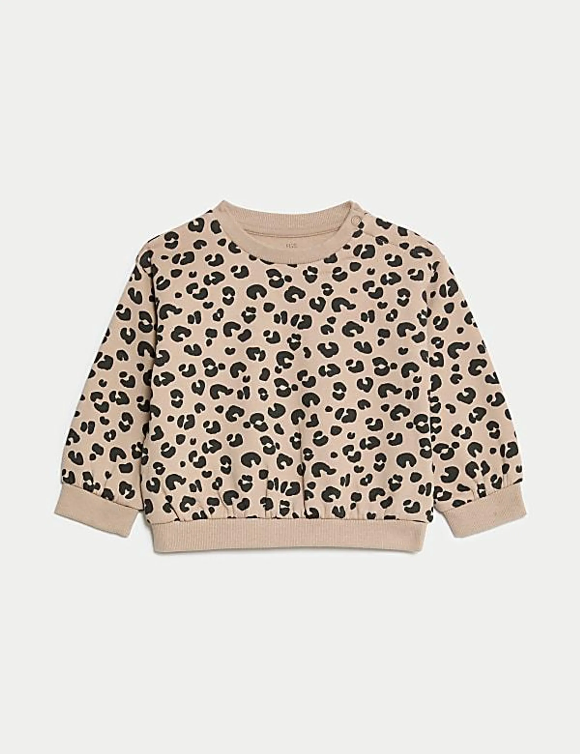 Sweatshirt mit hohem Baumwollanteil und Leopardenmuster (0–8 Jahre)