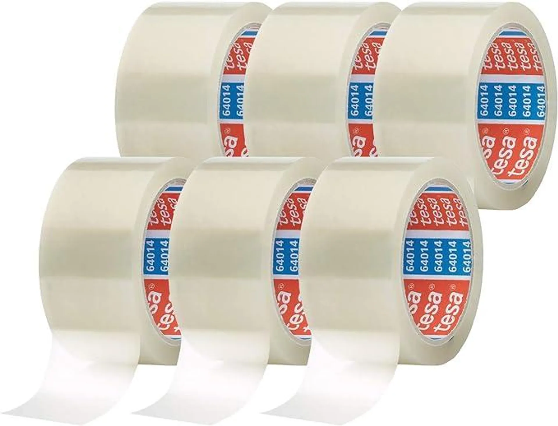 tesapack 64014 im 6er Pack - Geräuscharmes Paketklebeband zum Verpacken von Paketen und Versandschachteln - transparent - 6 Rollen je 66 m