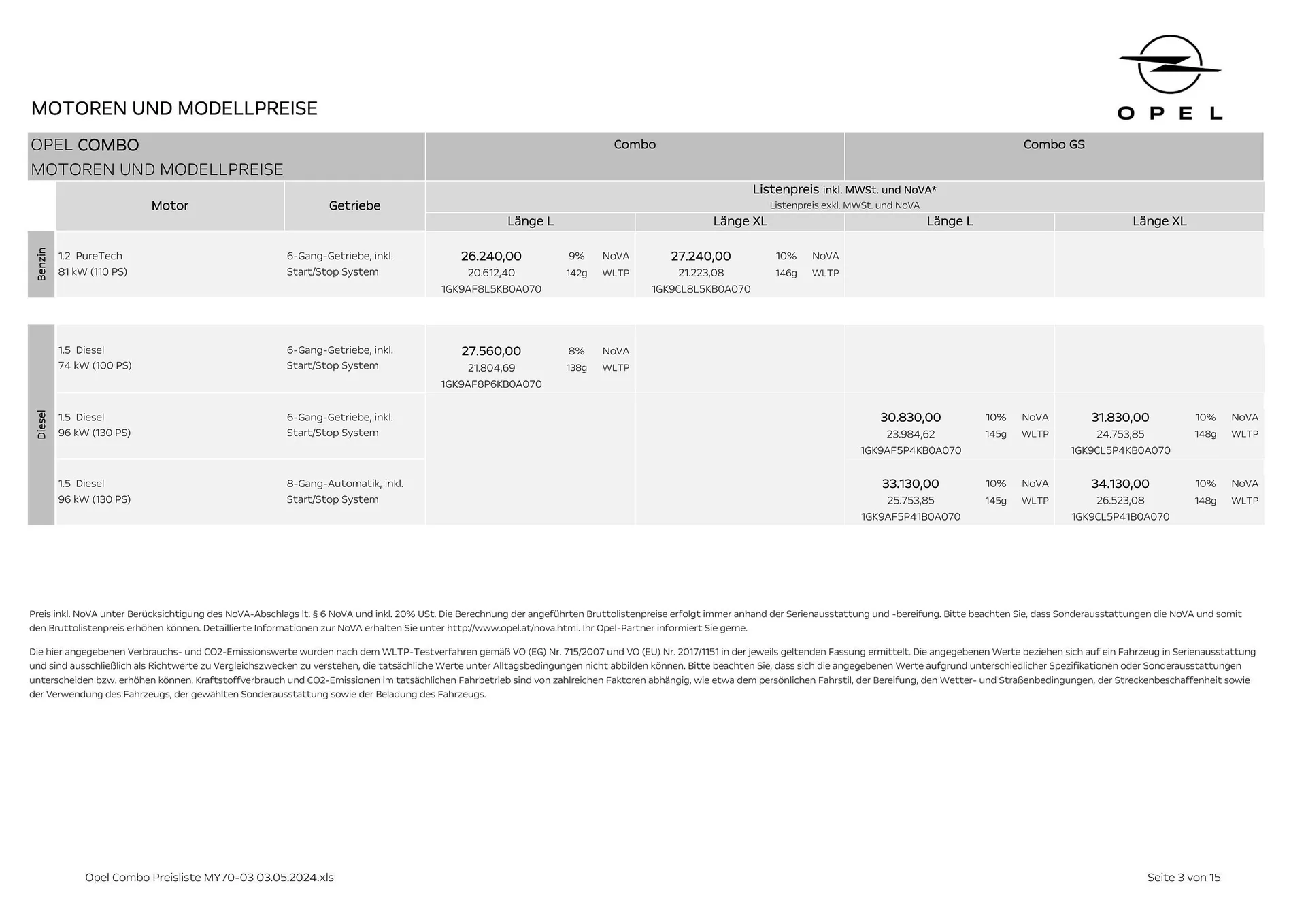Opel Combo Flugblatt von 16. Mai bis 15. Mai 2025 - Flugblätt seite  3