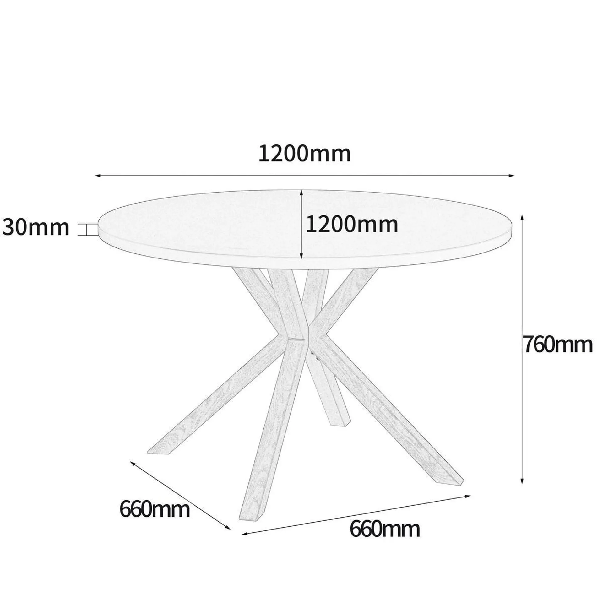 Rund Betty 120x76 cm Weiß/Naturfarben