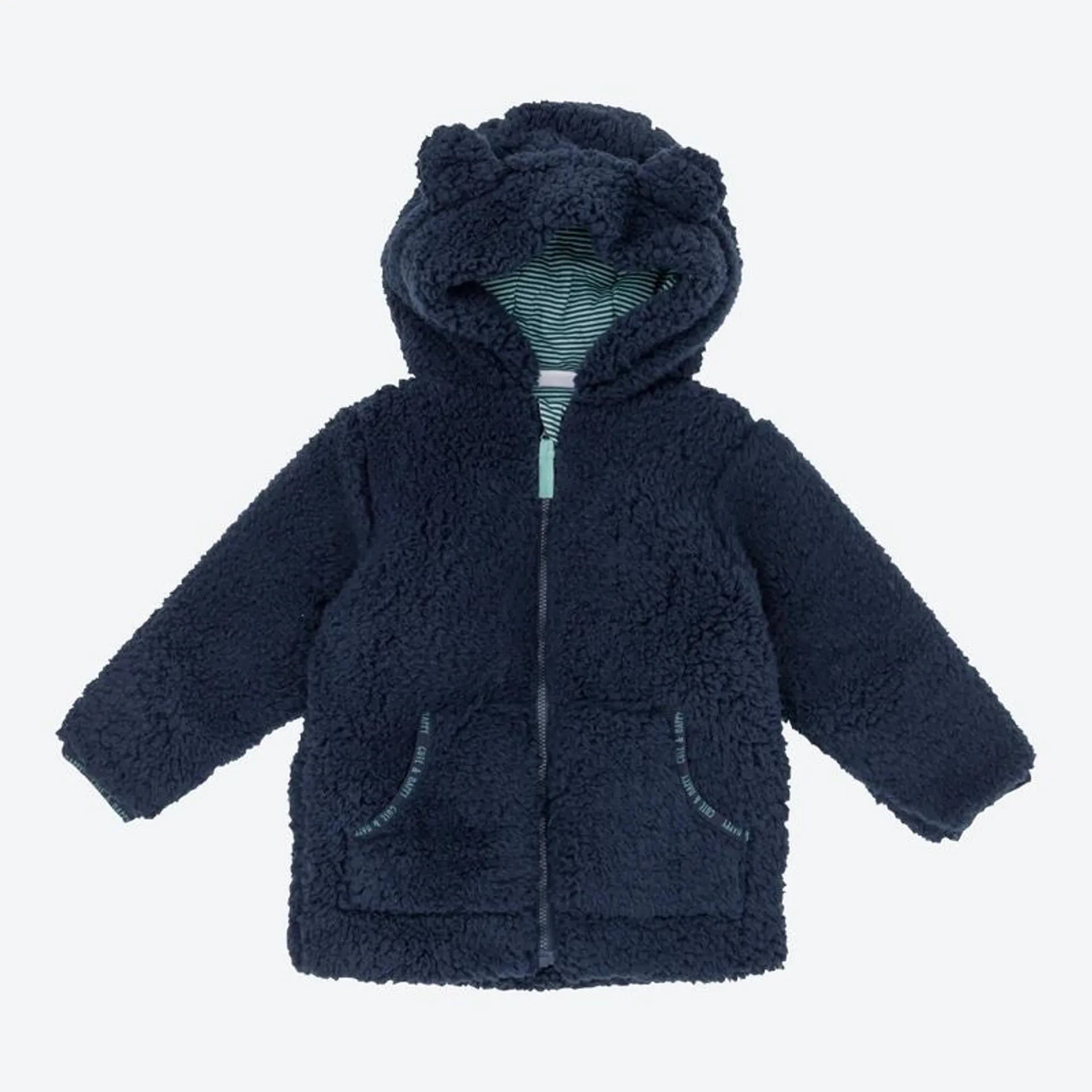 Baby-Jungen-Plüschjacke mit Ohren-Applikation