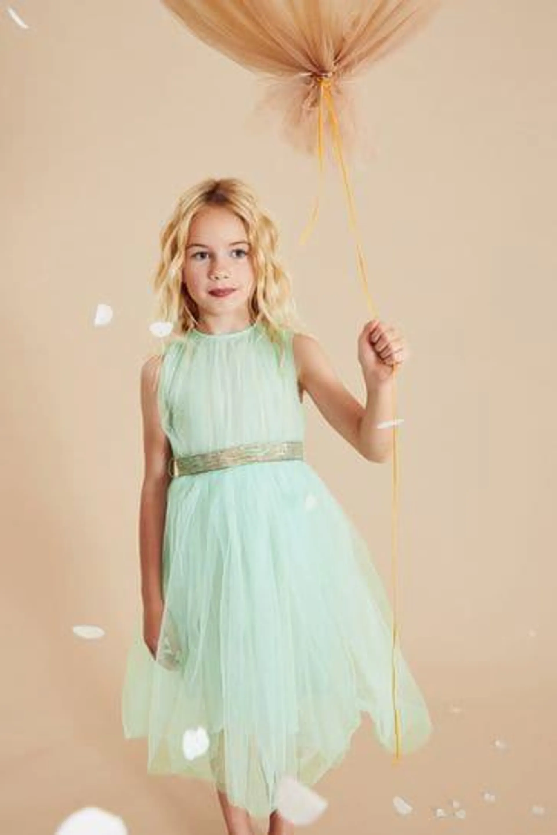 Partykleid aus Netzstoff mit Bindeband hinten (3–16 Jahre)