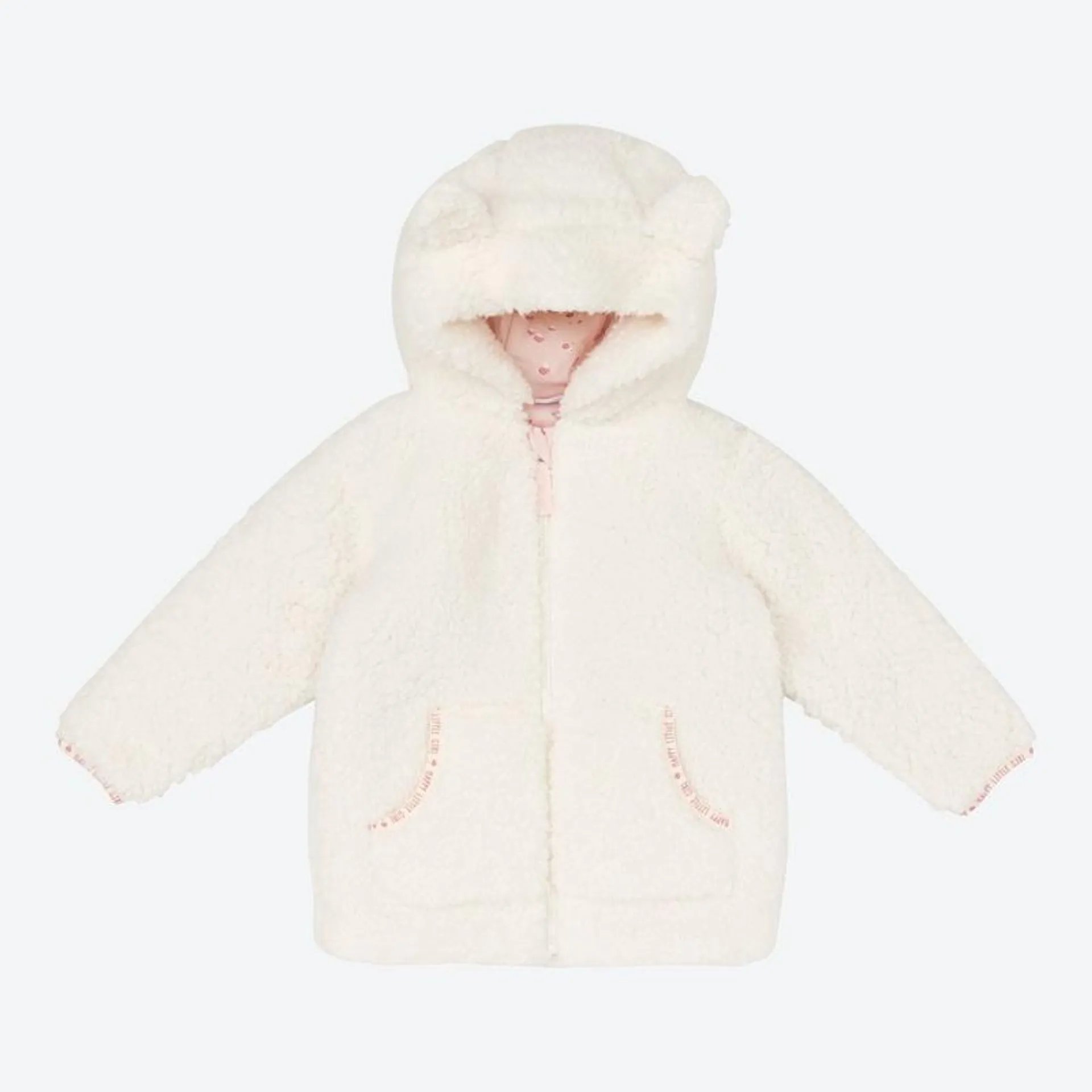 Baby-Mädchen-Plüschjacke mit Ohren-Applikationen