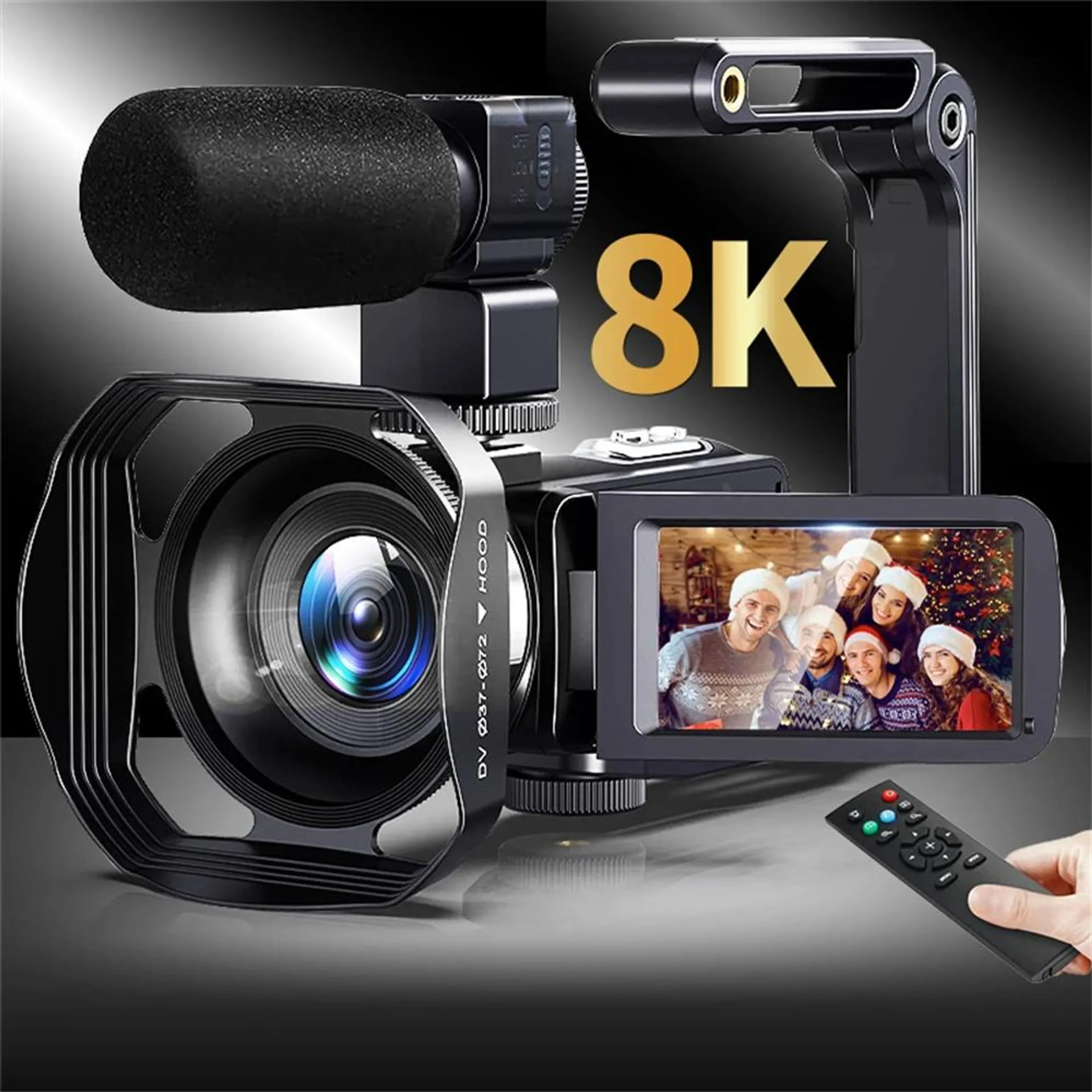 8K Video Camera 3 Inch LCD Touch Screen 60FPS/64MP 18x Digital Zoom Camera Recorder Ultra HD WIFI Portable Recording Camcorder