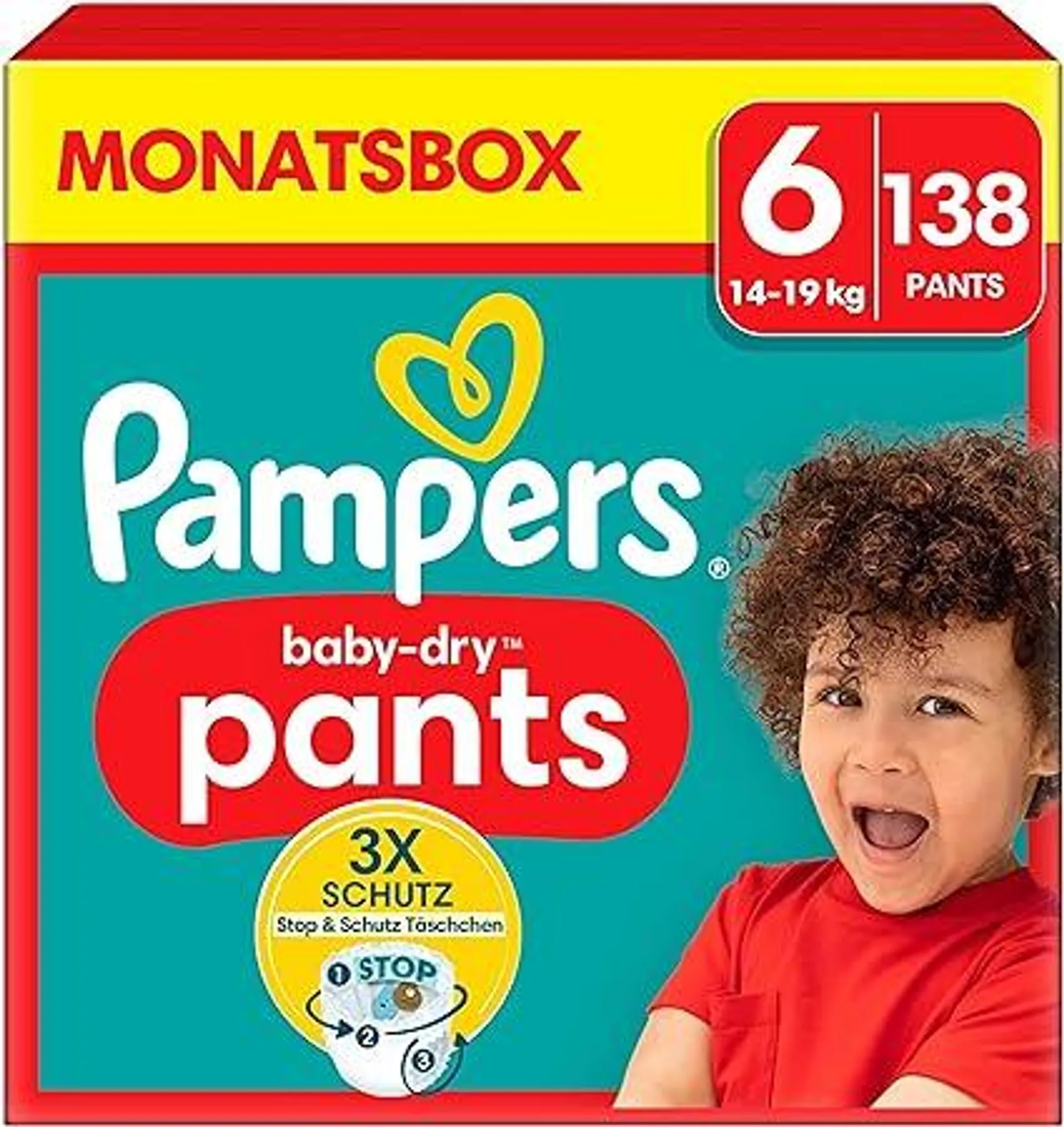 Pampers Baby-Dry Pants Größe 6, 138 Windeln, 14kg - 19kg