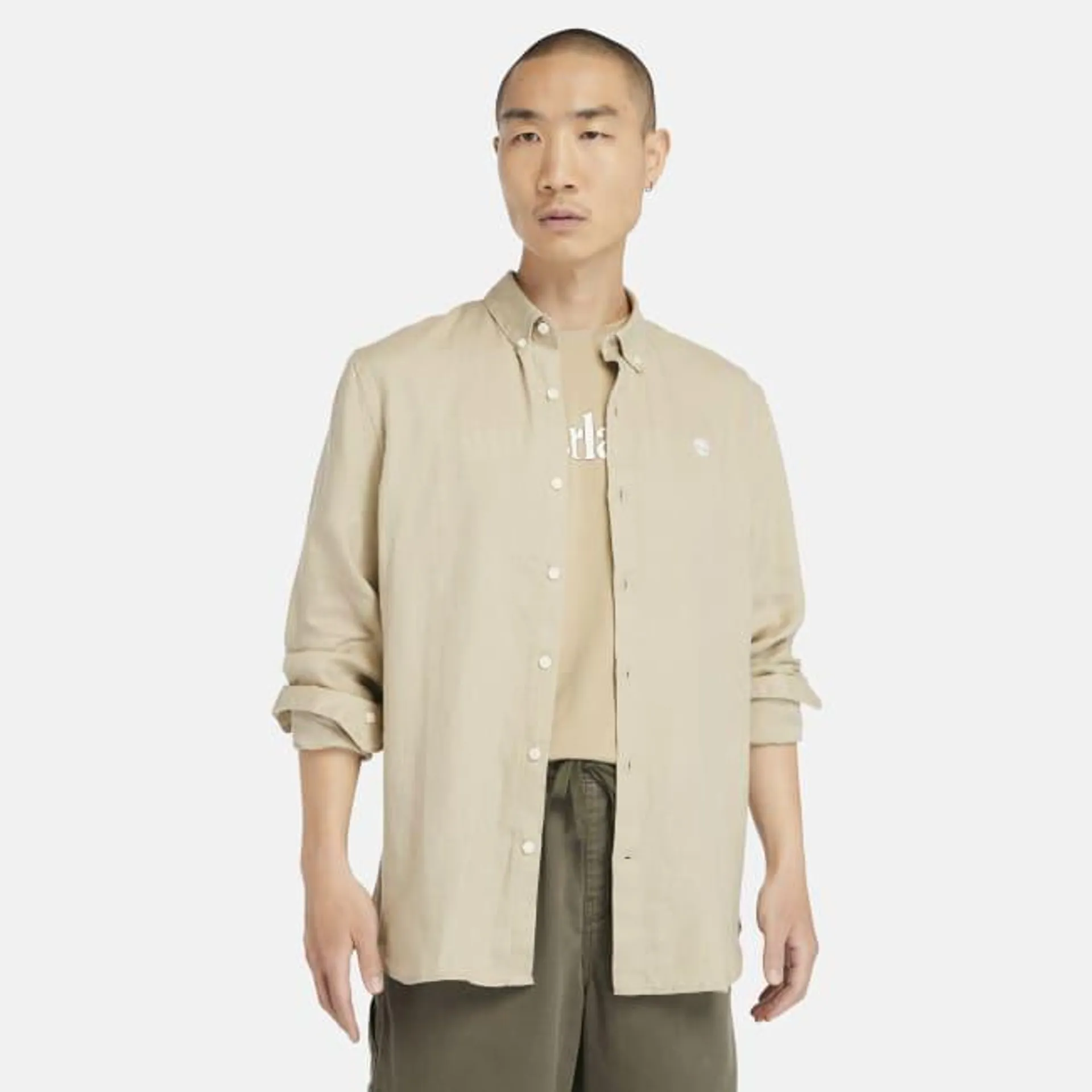 Mill Brook Leinenhemd für Herren in Beige