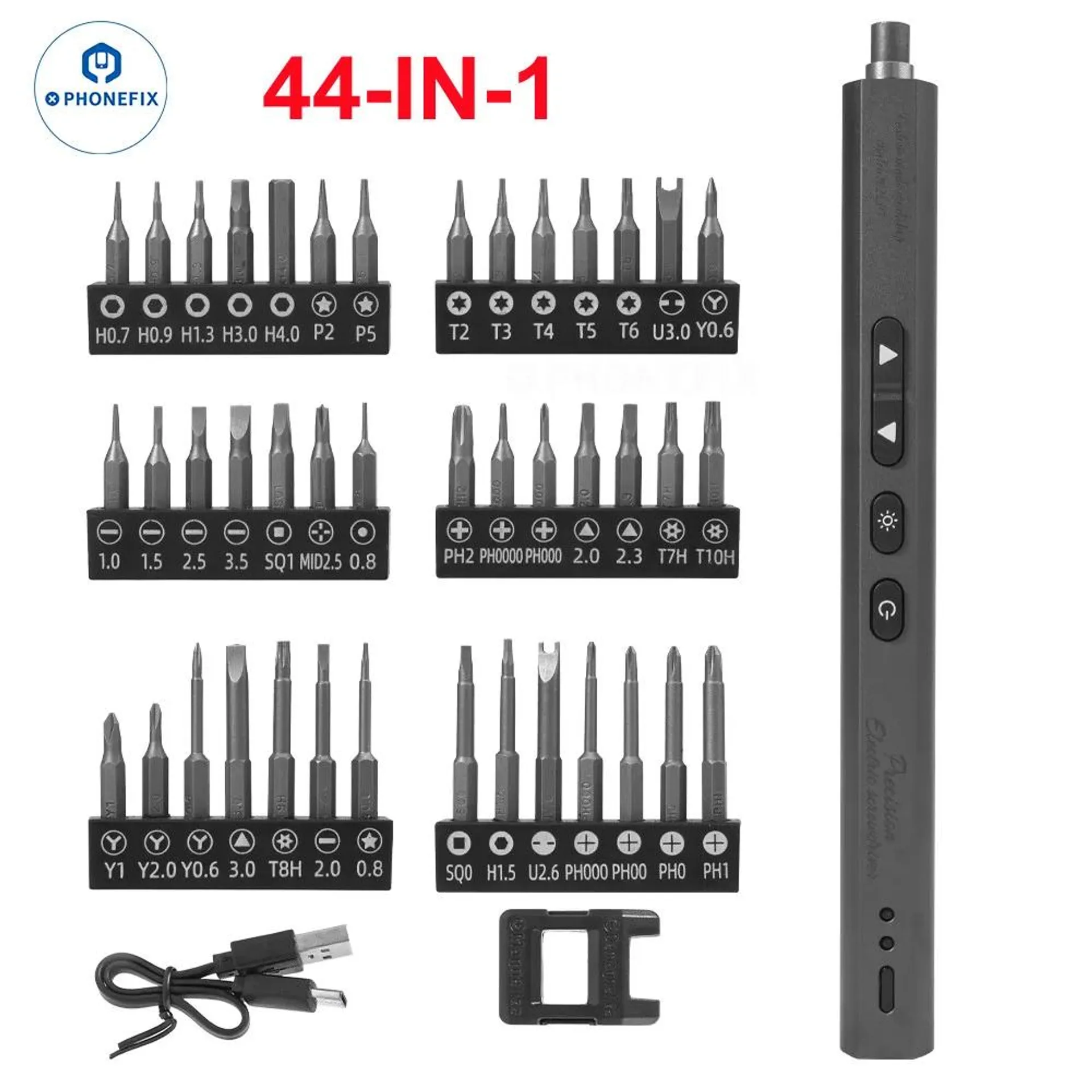 44 IN 1 Electric Precision Screwdriver Set Magnetic Disassembly Torque Repair Type-C Rechargeable Adjustment Power Drilling Kit