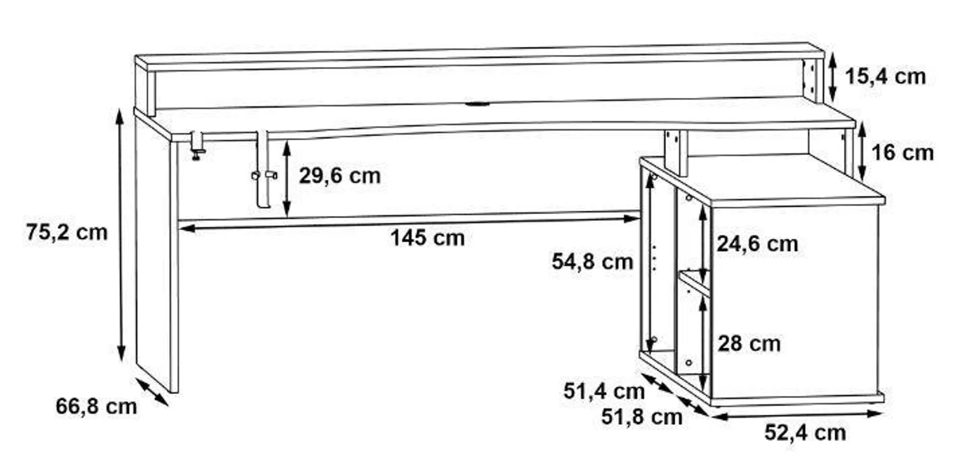 Tisch mit Stauraum und Aufsatz B 200cm H 91cm Tezaur