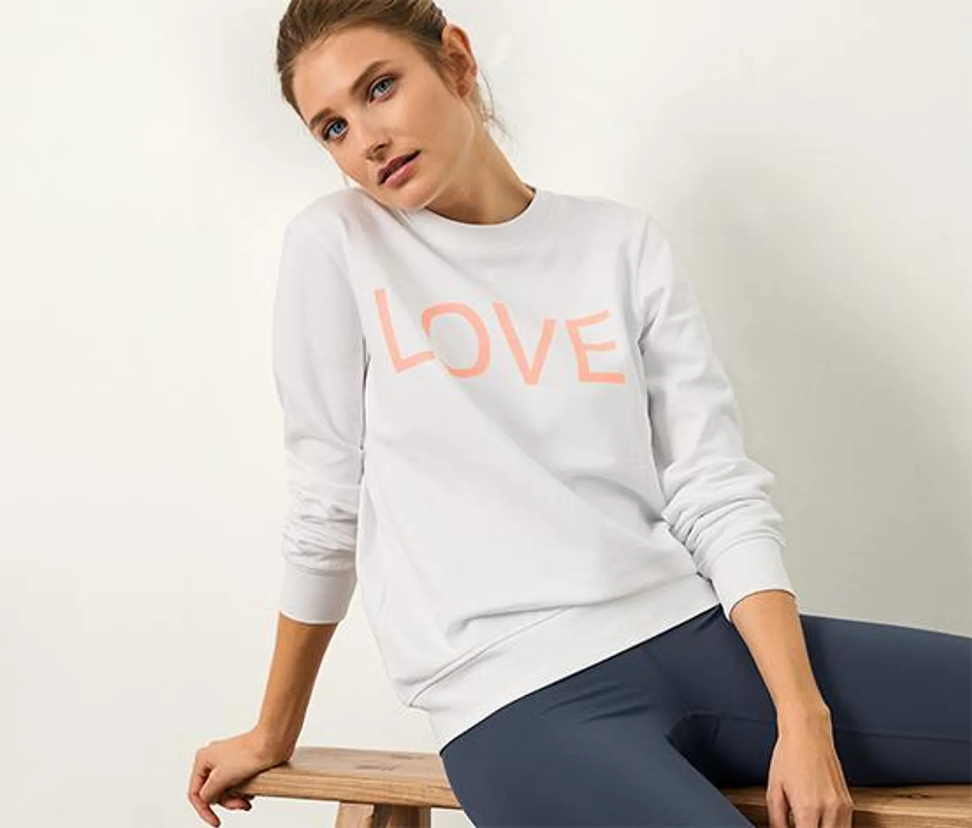 Sweatshirt mit Print, weiß
