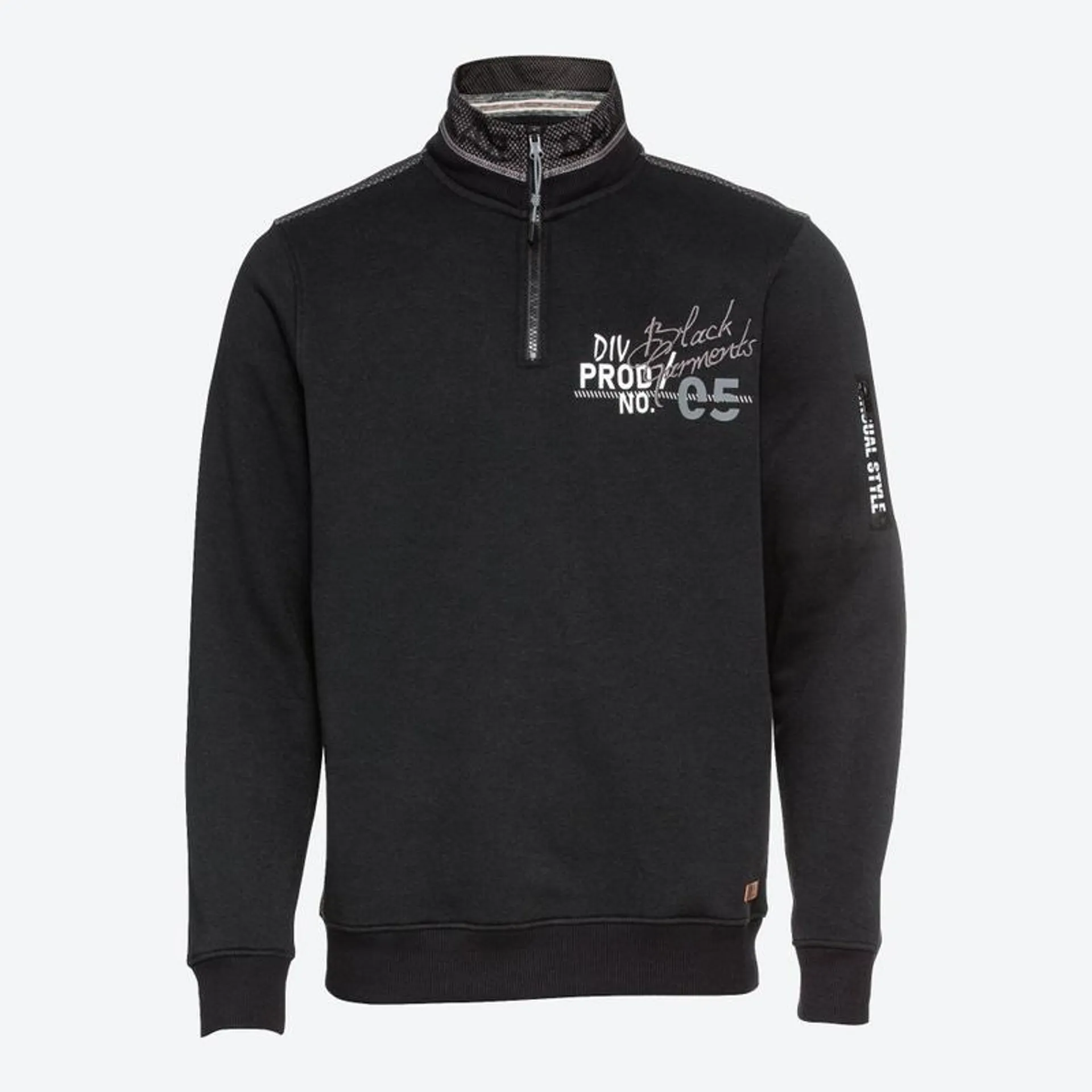Herren-Sweatshirt mit Troyer-Kragen