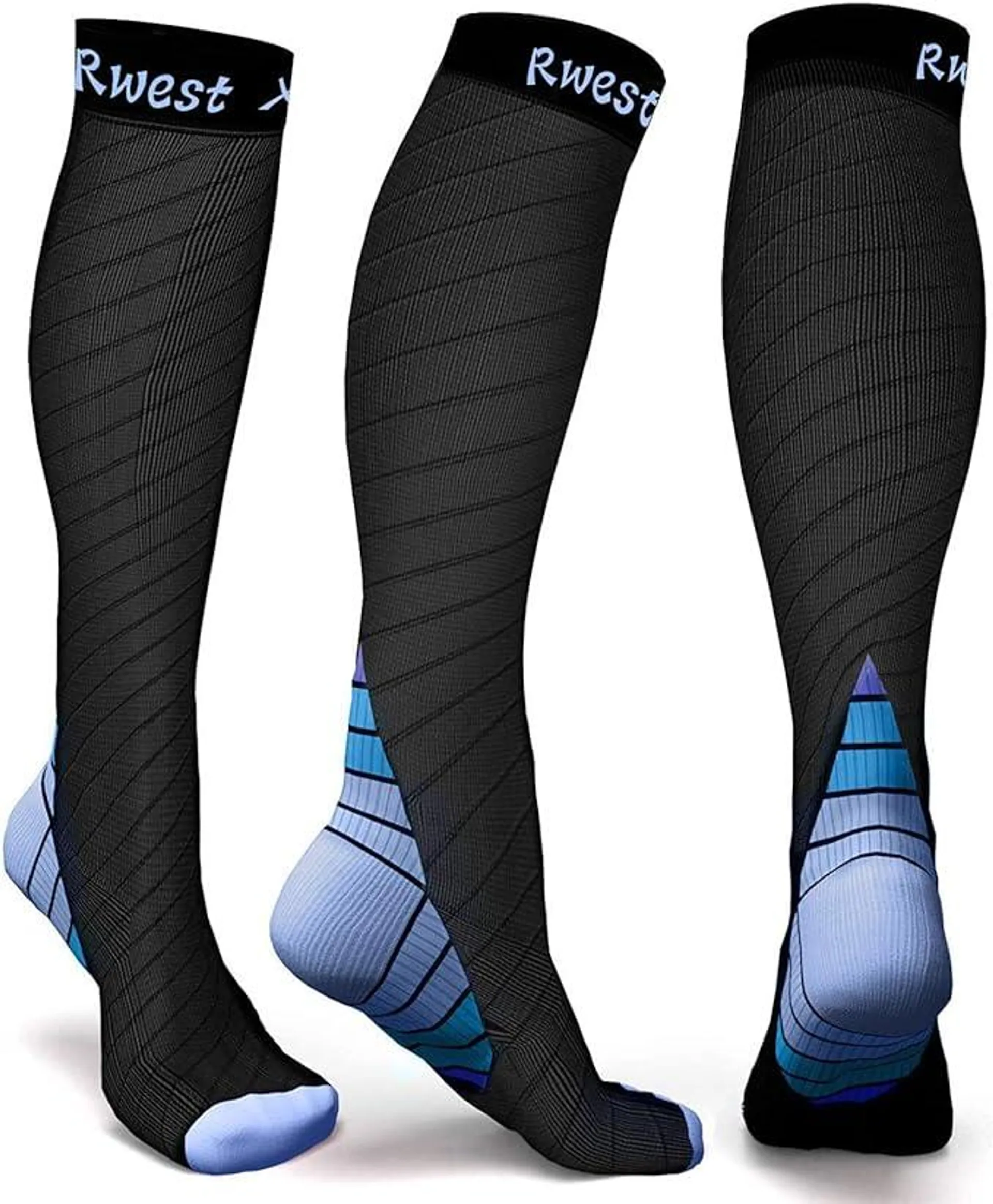 Rwest X Kompressionsstrümpfe Damen und Herren, Kompressionssocken Stützstrümpfe Compression Socks Laufstrümpfe Kompression für Sport,Laufen,Reisen,Radsport,Flug,One Paar