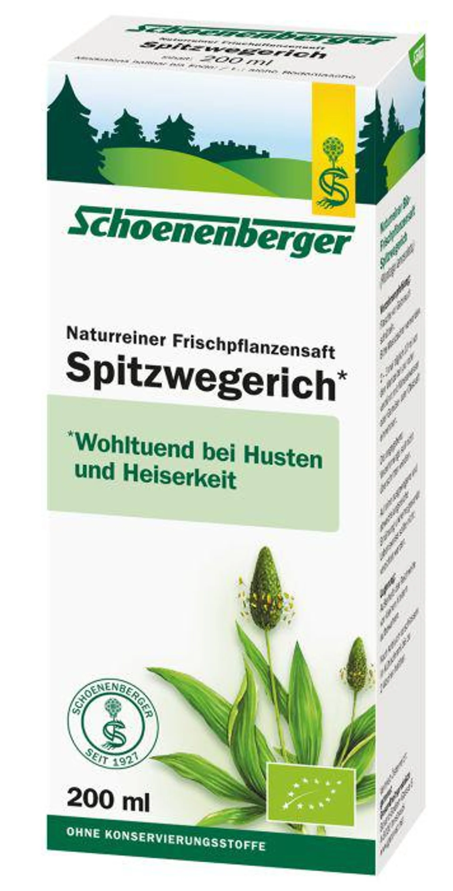 Schoenenberger® Spitzwegerich, Naturreiner Frischpflanzensaft (BIO) 200ml