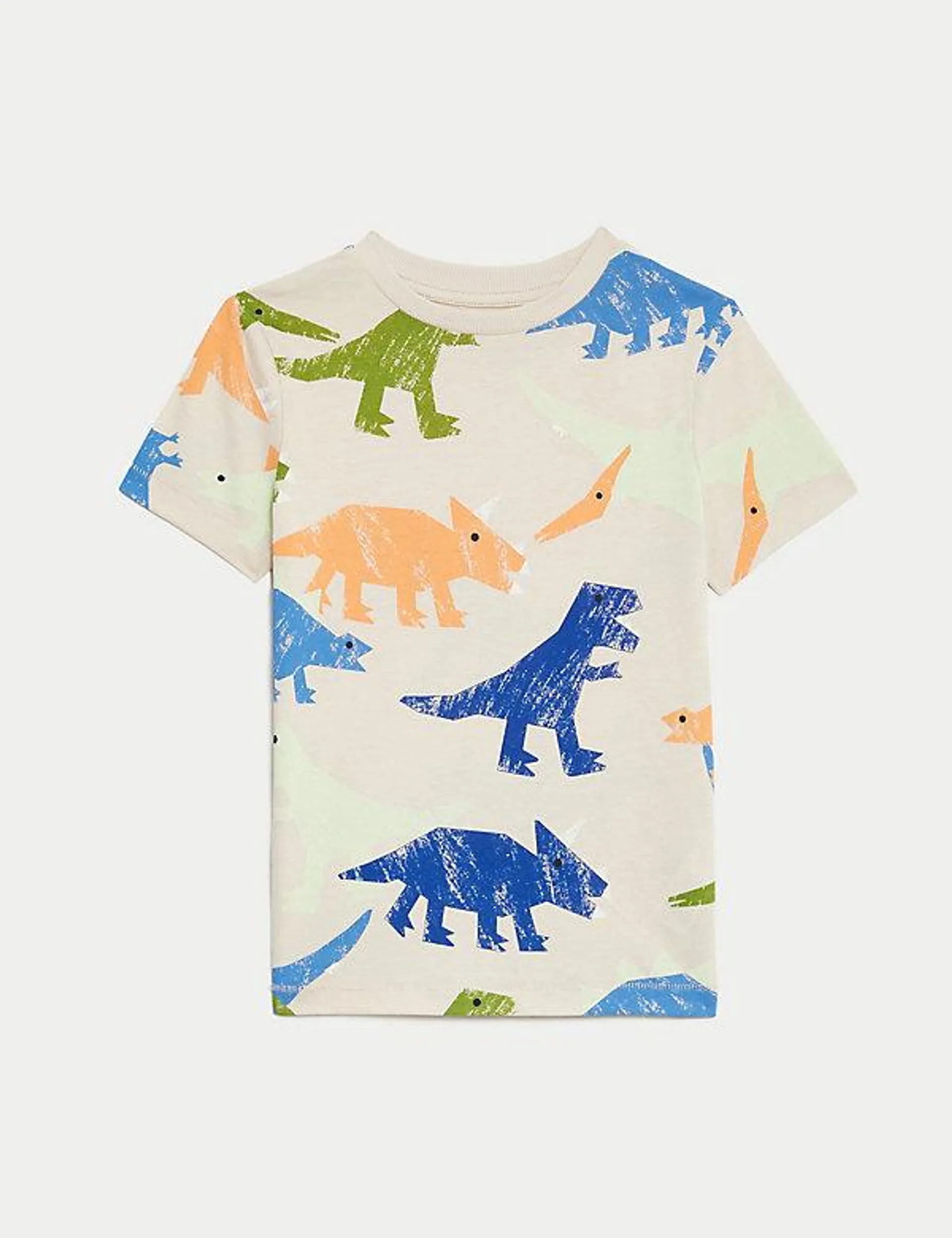 T-Shirt aus reiner Baumwolle mit Dinosauriermuster (2–8 J.)