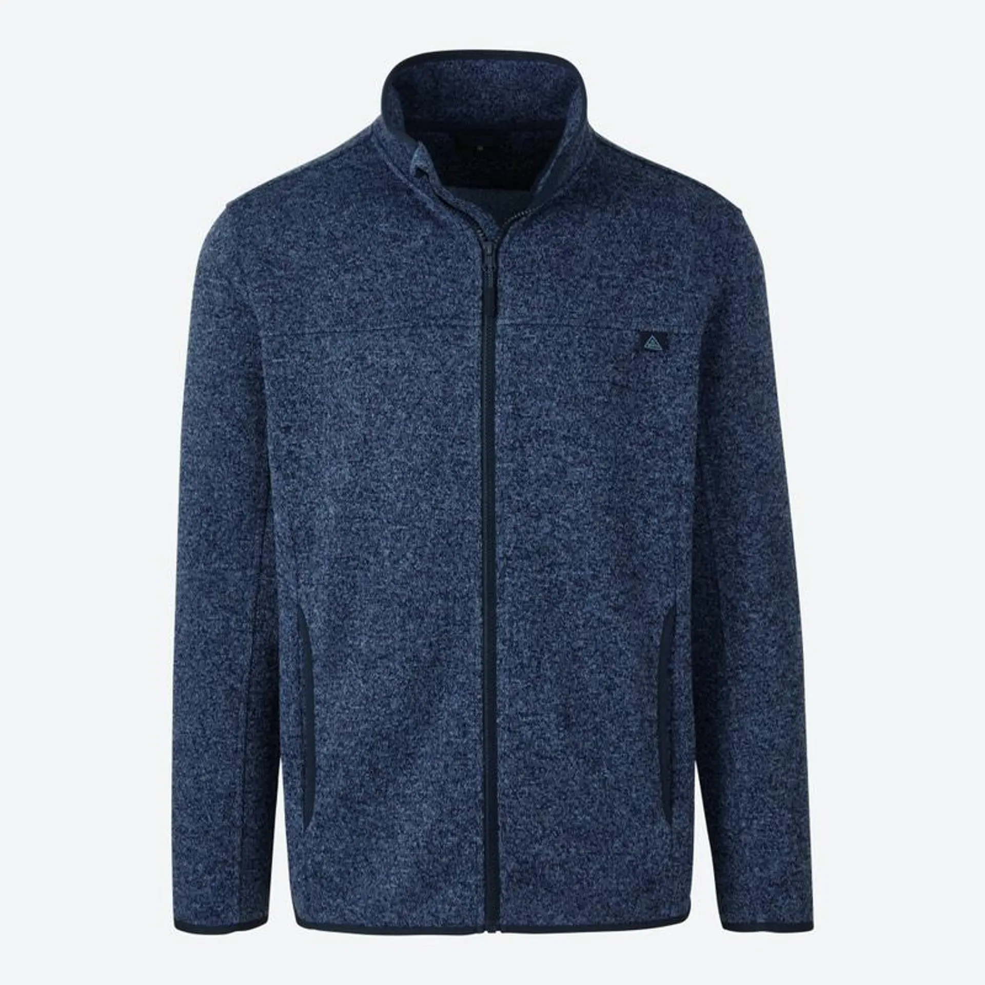 Herren-Strickfleece-Jacke in Melange-Optik