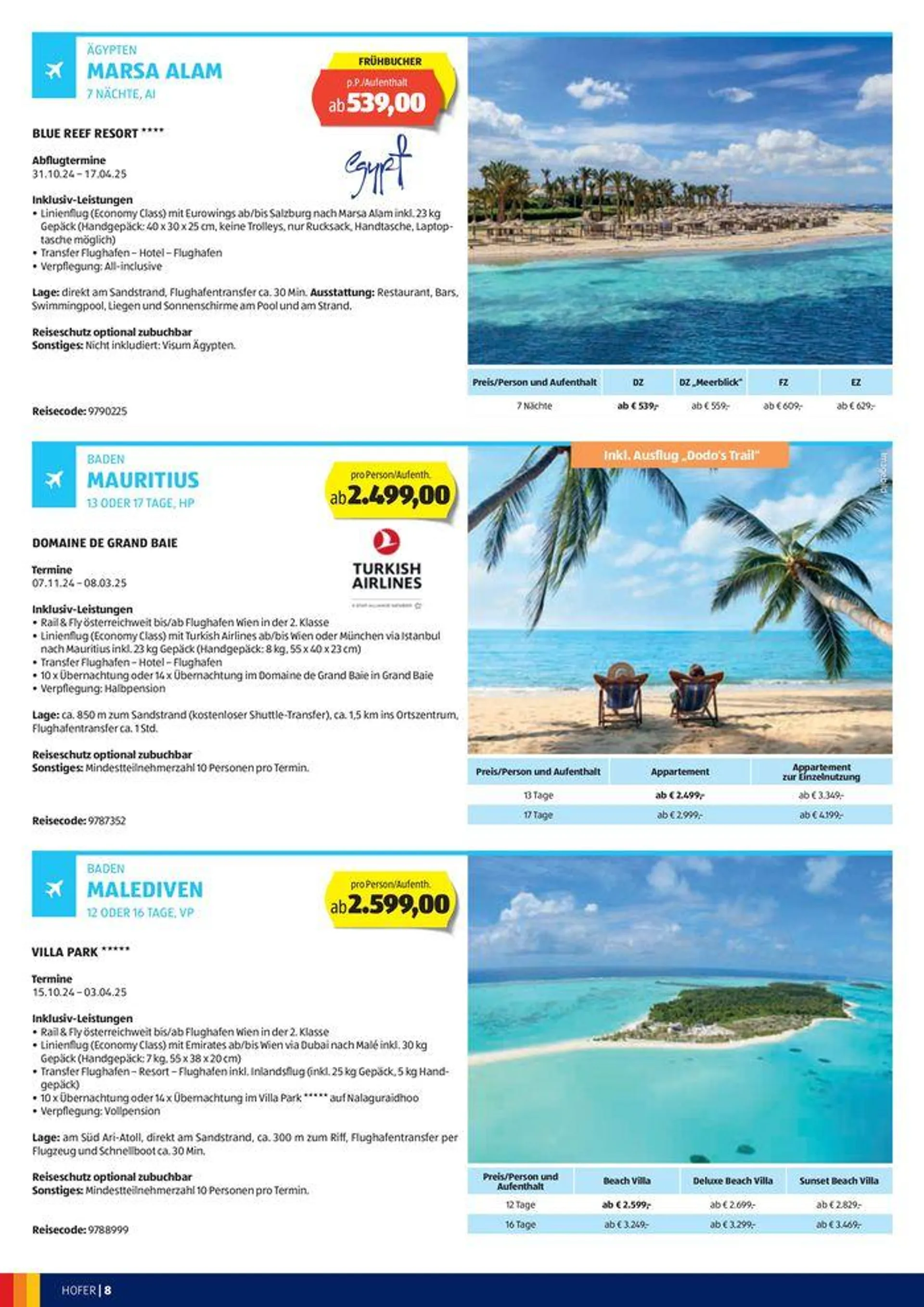 Blättern Sie online im HOFER REISEN Katalog von 1. August bis 15. August 2024 - Flugblätt seite  8