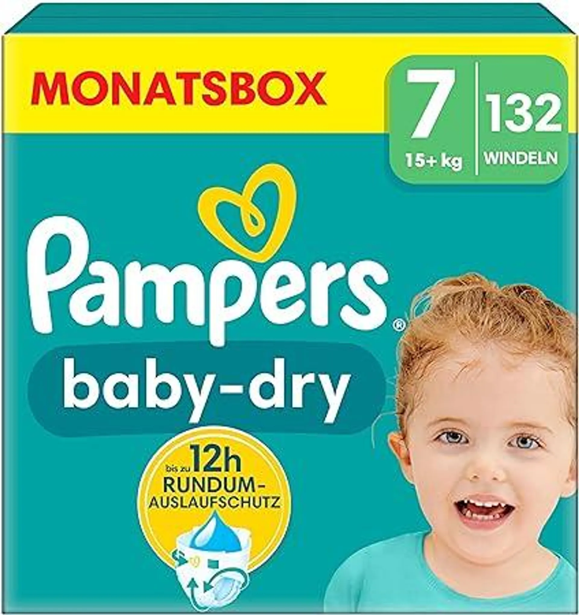 Pampers Baby-Dry Größe 7, 132 Windeln, 15kg+