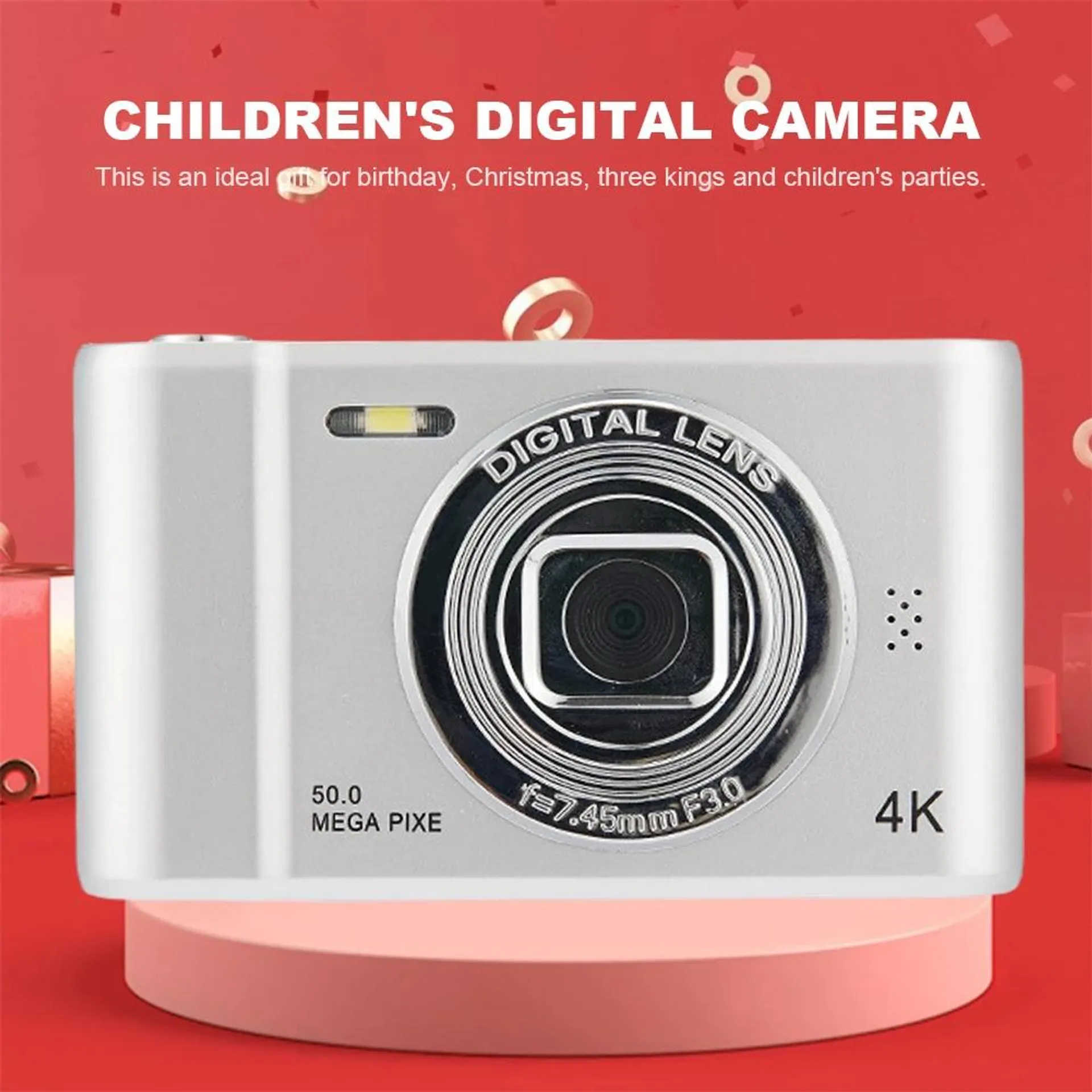 4K Digital Camera 2.4 Inch IPS Screen Campus Selfie Mini Retro Camera Front Rear Cam Entry-Level Small Students Selfie Camera