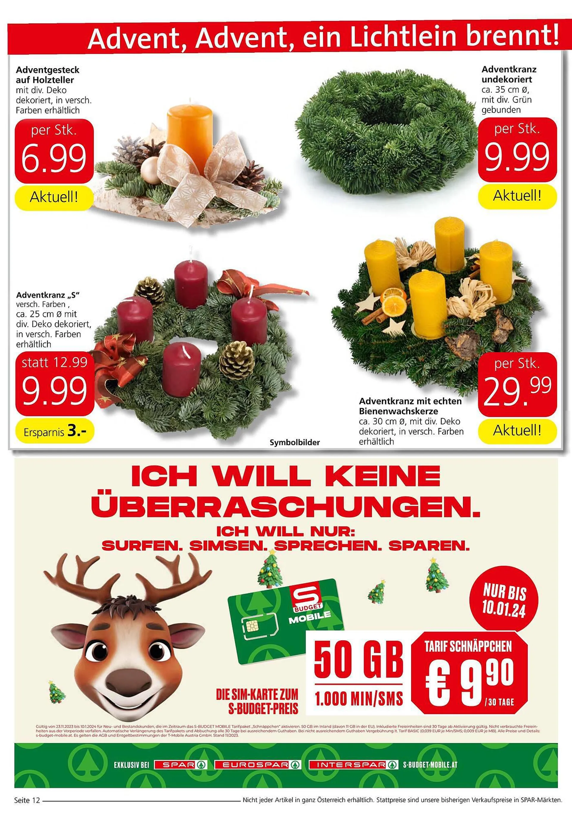 Spar Flugblatt von 23. November bis 13. Dezember 2023 - Flugblätt seite  12