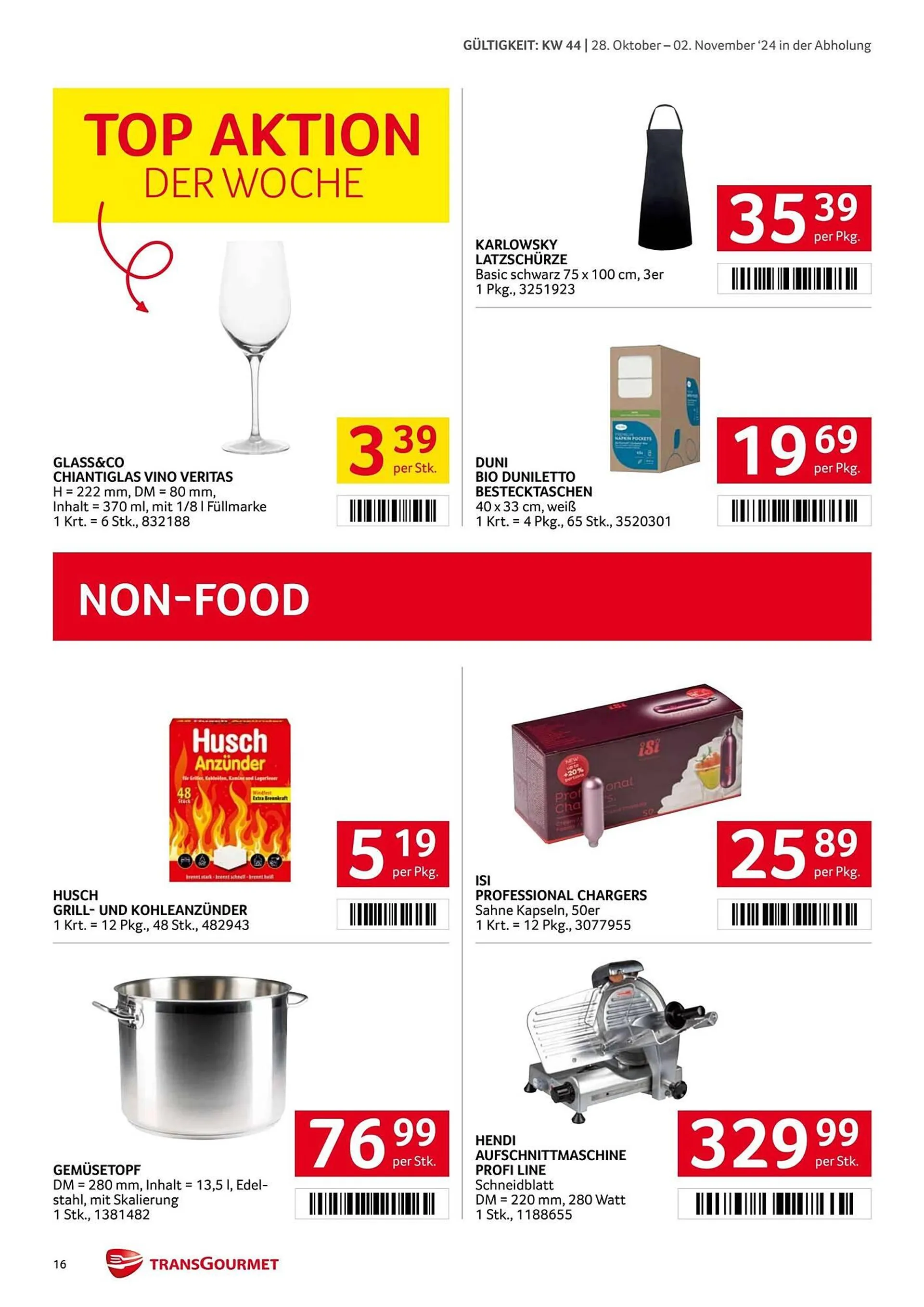 Transgourmet Flugblatt von 28. Oktober bis 3. November 2024 - Flugblätt seite  16