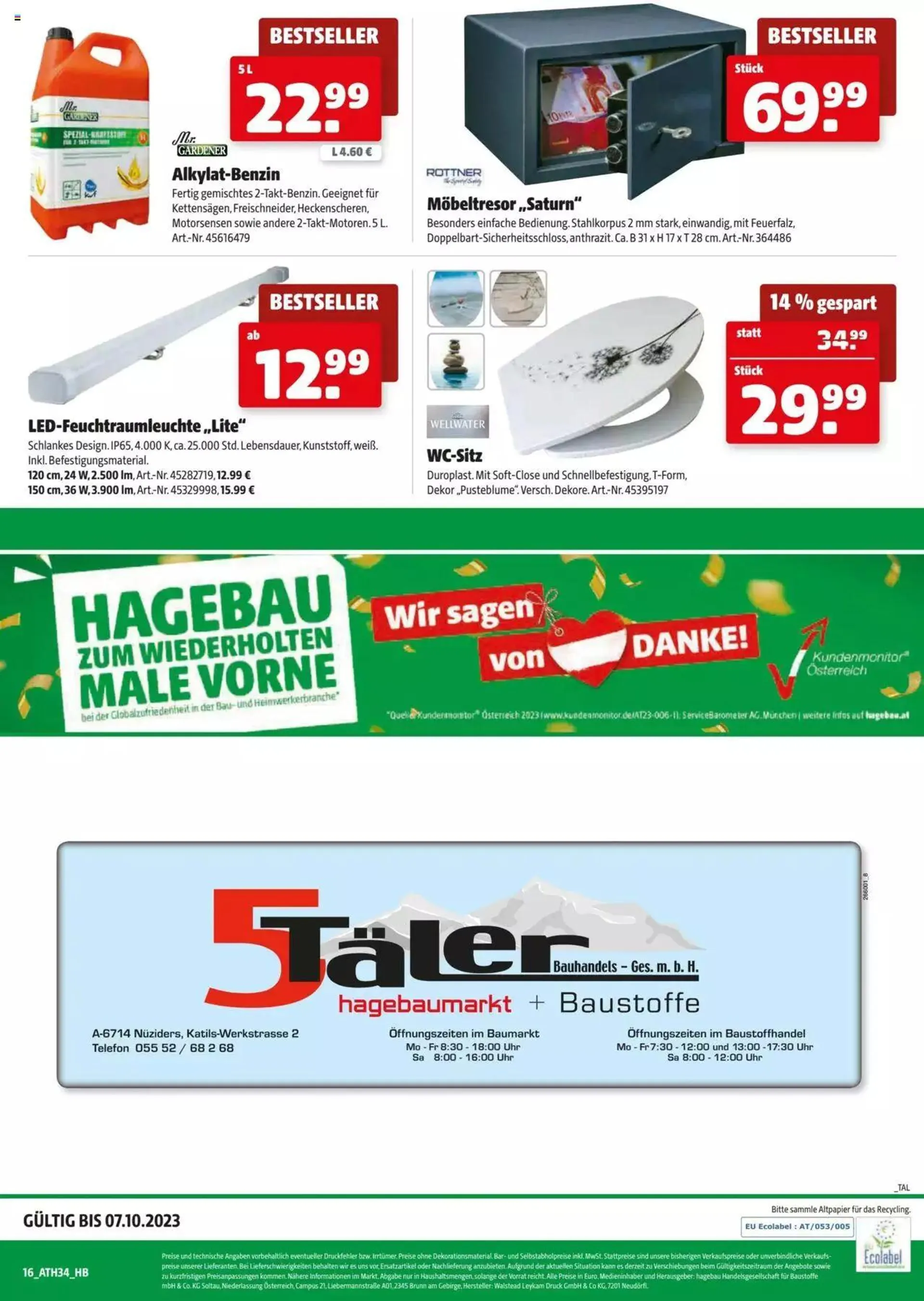 Hagebau Flugblatt von 28. September bis 7. Oktober 2023 - Flugblätt seite  16