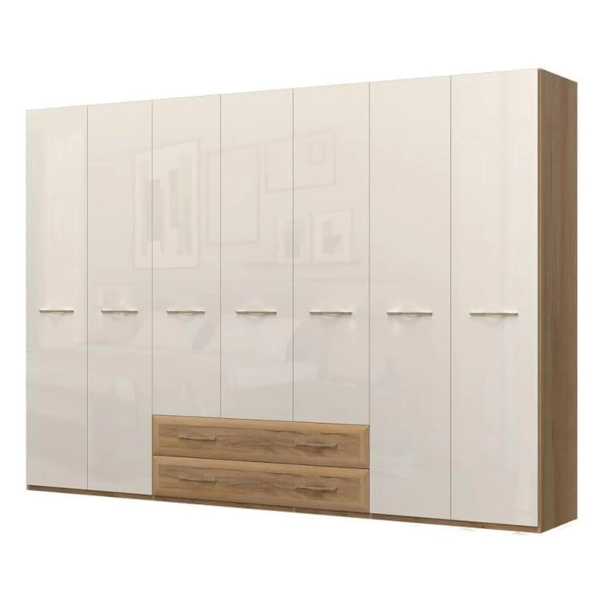 Steiner Shopping Drehtürenschrank / Kleiderschrank Gataivai 42, Farbe: Beige Hochglanz / Wal