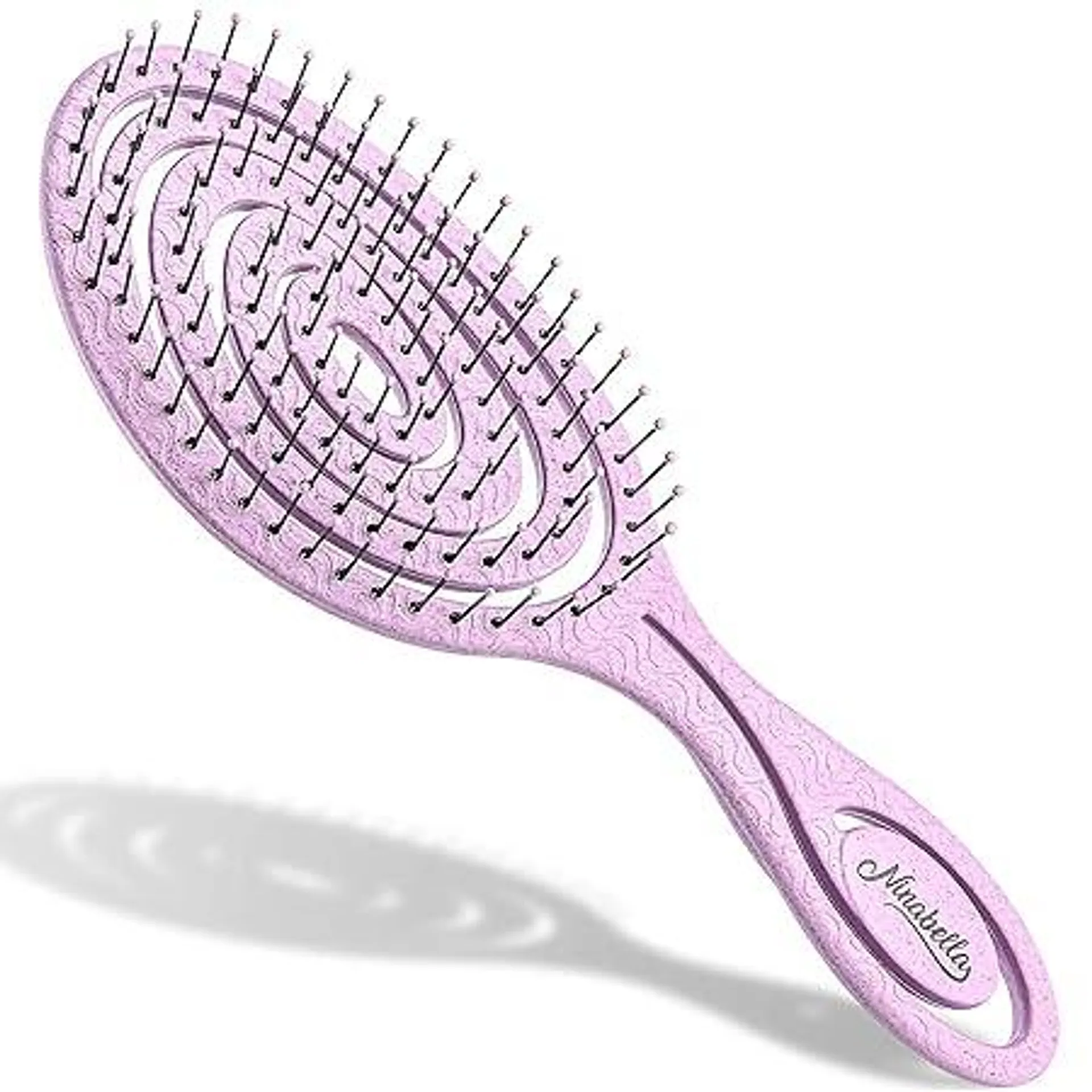 Ninabella Haarbürste ohne Ziepen für Damen, Herren & Kinder - Entwirrbürste für Locken, lange & nasse Haare - Nachhaltige Detangler Bürste mit Spiralfeder aus recyceltem Material - Hair Brush Flieder