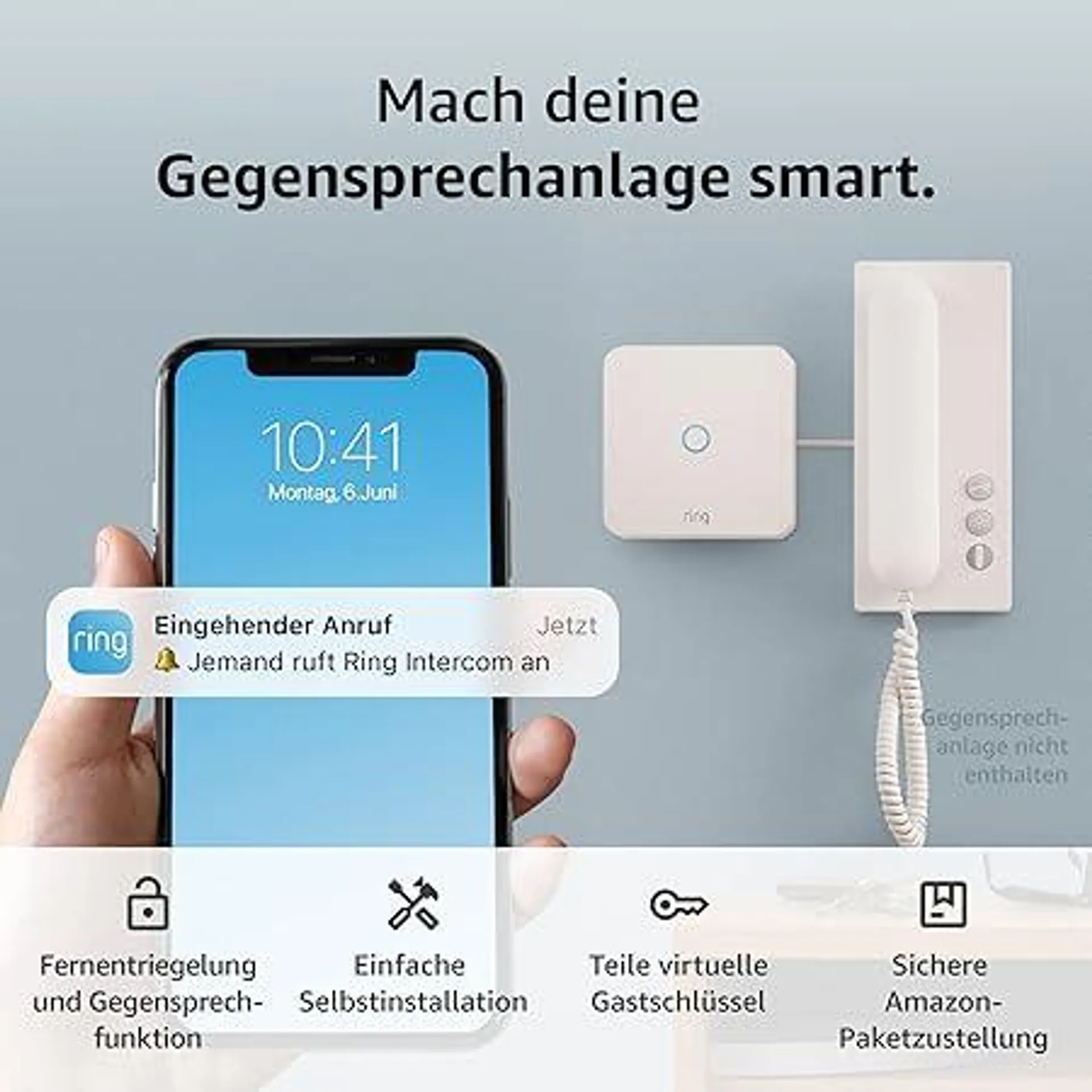 Ring Intercom von Amazon | Das intelligente Upgrade für deine Gegensprechanlage, mit Fernentriegelung und Gastzugang | Einfach zu installieren | Funktioniert mit Alexa