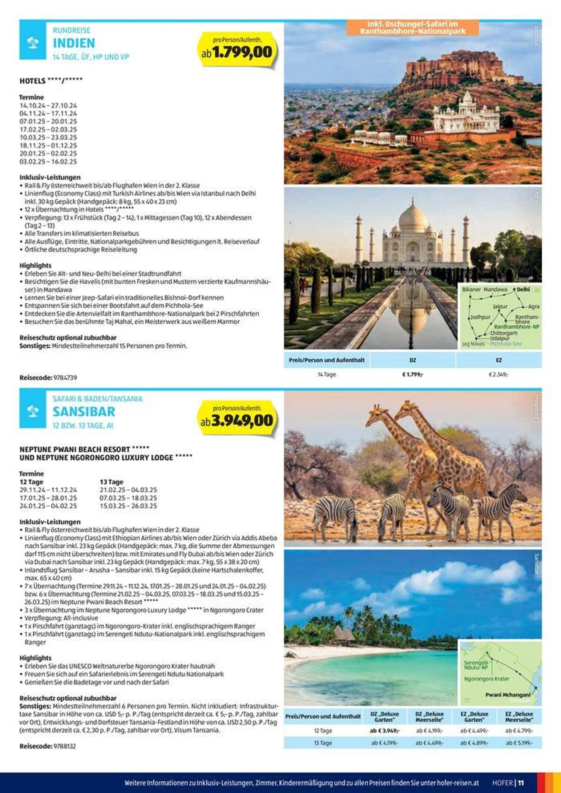 Blättern Sie online im HOFER REISEN Katalog von 1. August bis 15. August 2024 - Flugblätt seite  11