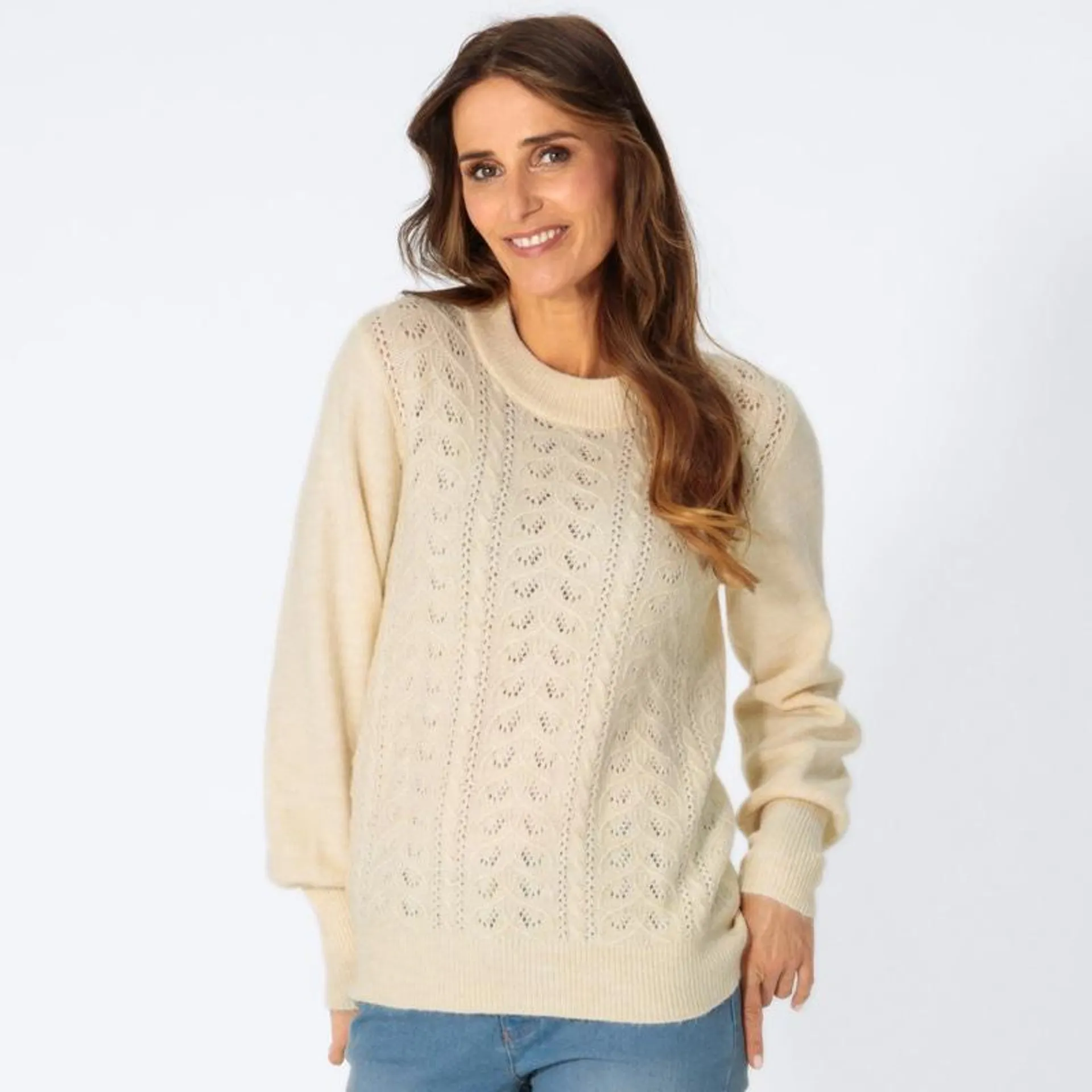 Damen-Pullover mit Ajourmuster