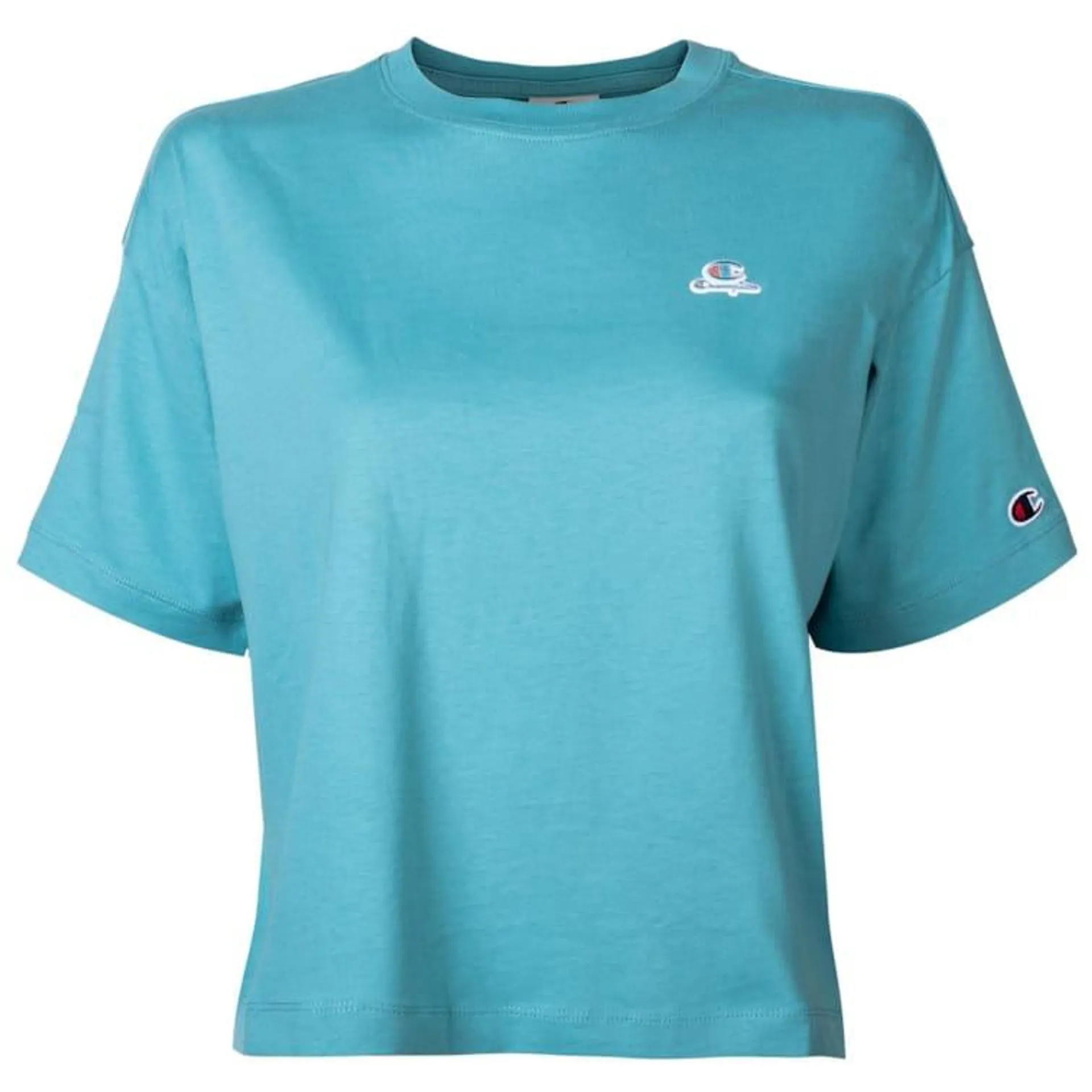 Champion Damen T-Shirt - Cml Champion Logo, Baumwolle, Crop Top, Rundhals, Kurzarm, Einfarbig