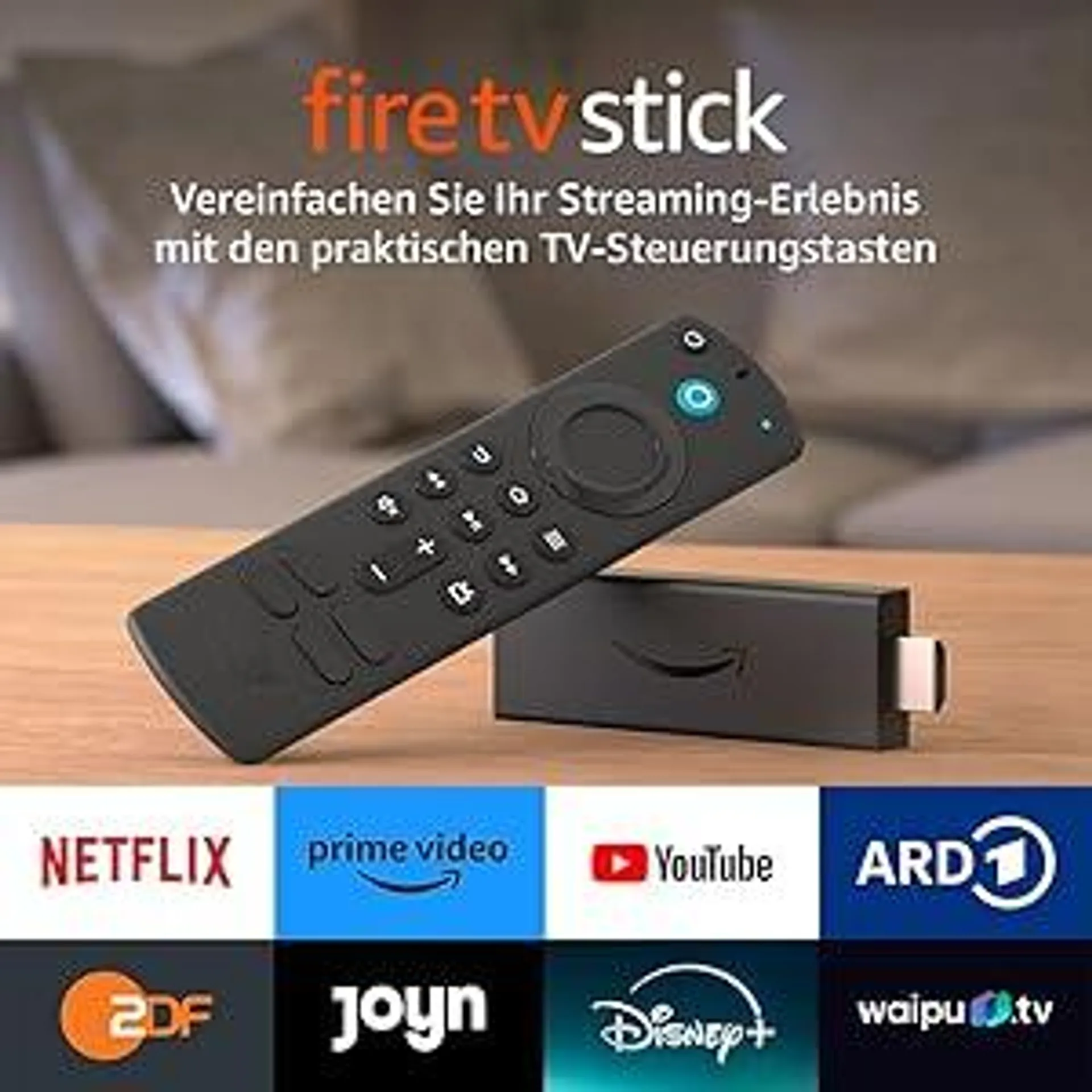 Amazon Fire TV Stick mit Alexa-Sprachfernbedienung (mit TV-Steuerungstasten) | HD-Streaminggerät