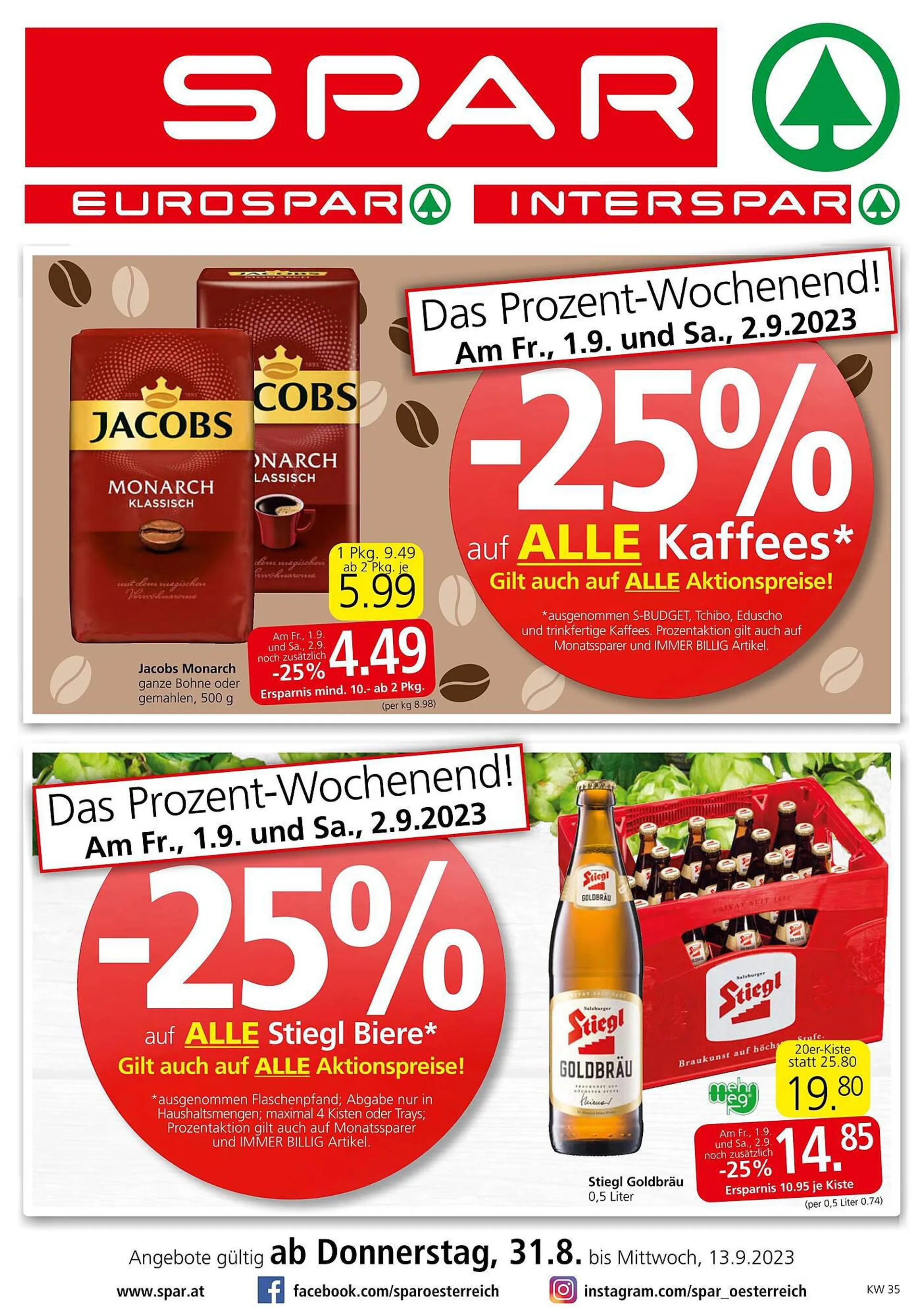 Spar Flugblatt von 31. August bis 13. September 2023 - Flugblätt seite  1